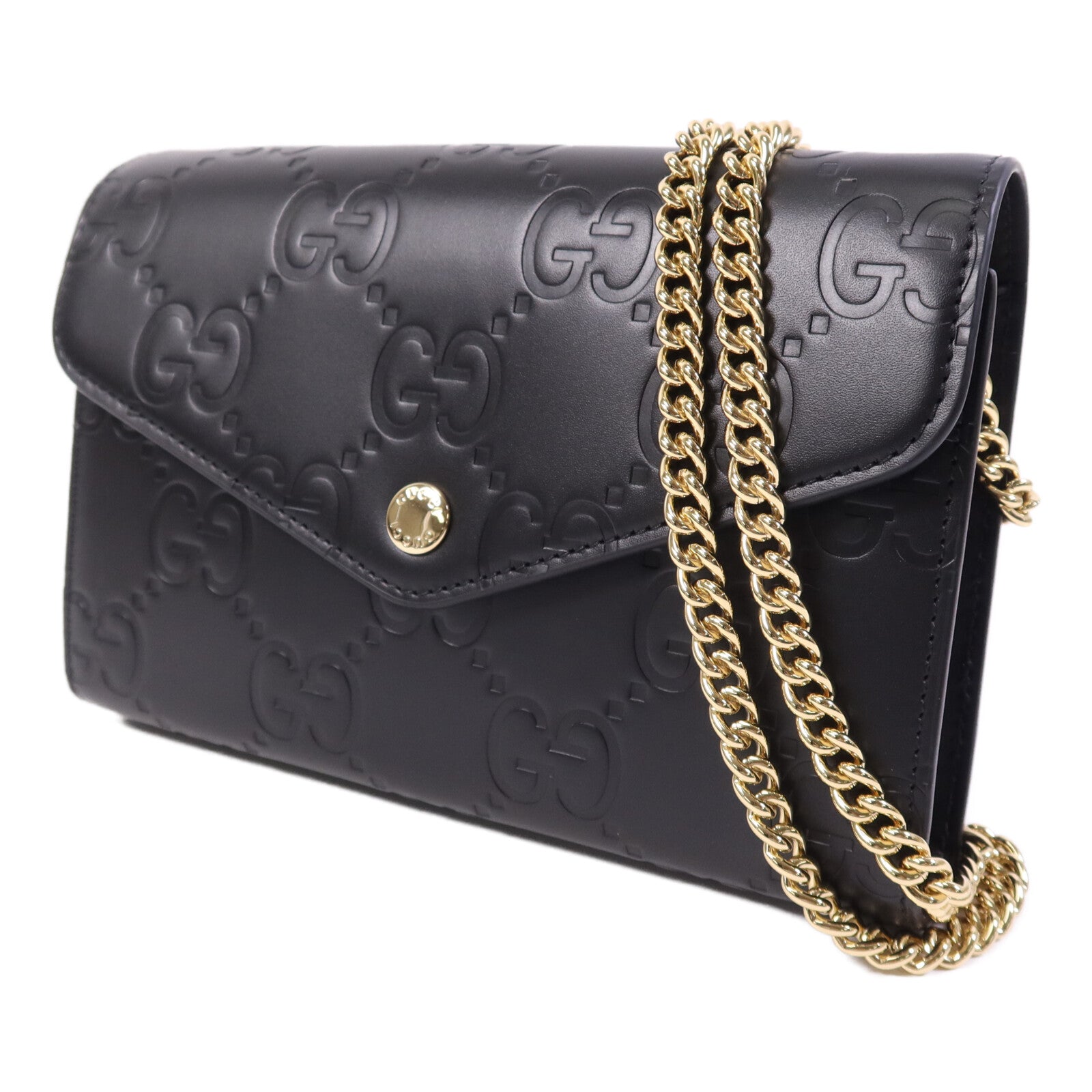 GUCCI 【激減優惠】牛皮皮革GG Chain Wallet金扣鏈帶肩背袋