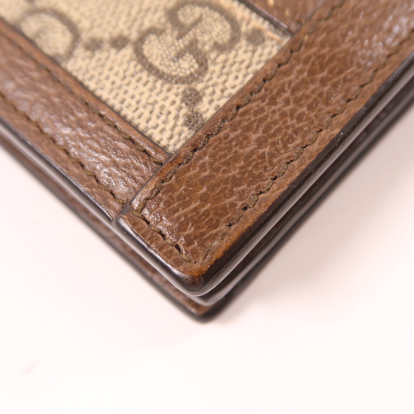 GUCCI 塗層帆布/皮革Ophidia Card Case金扣卡片套棕色