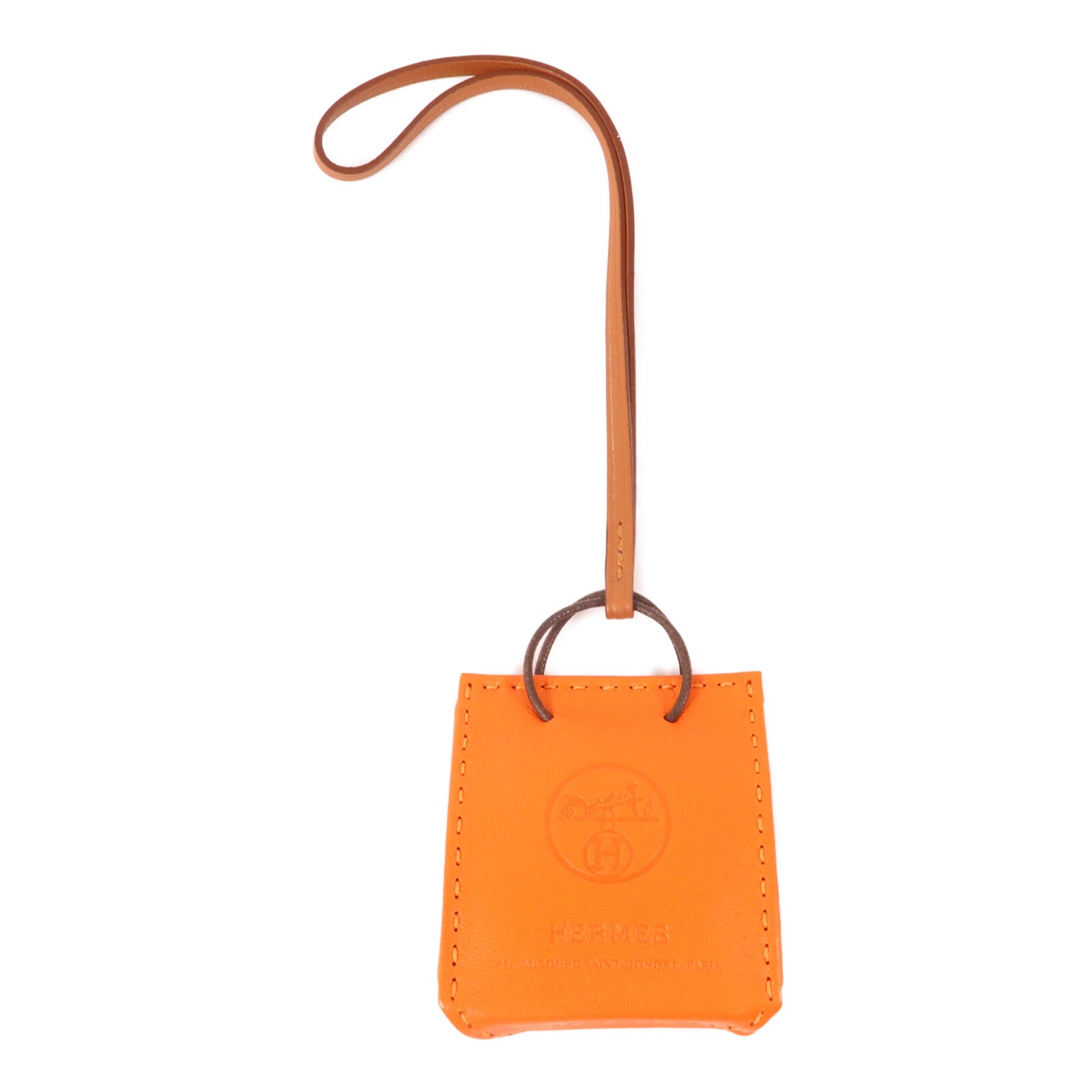 HERMES Milo/Swift皮革Sac Orange Bag Charm掛飾Orange