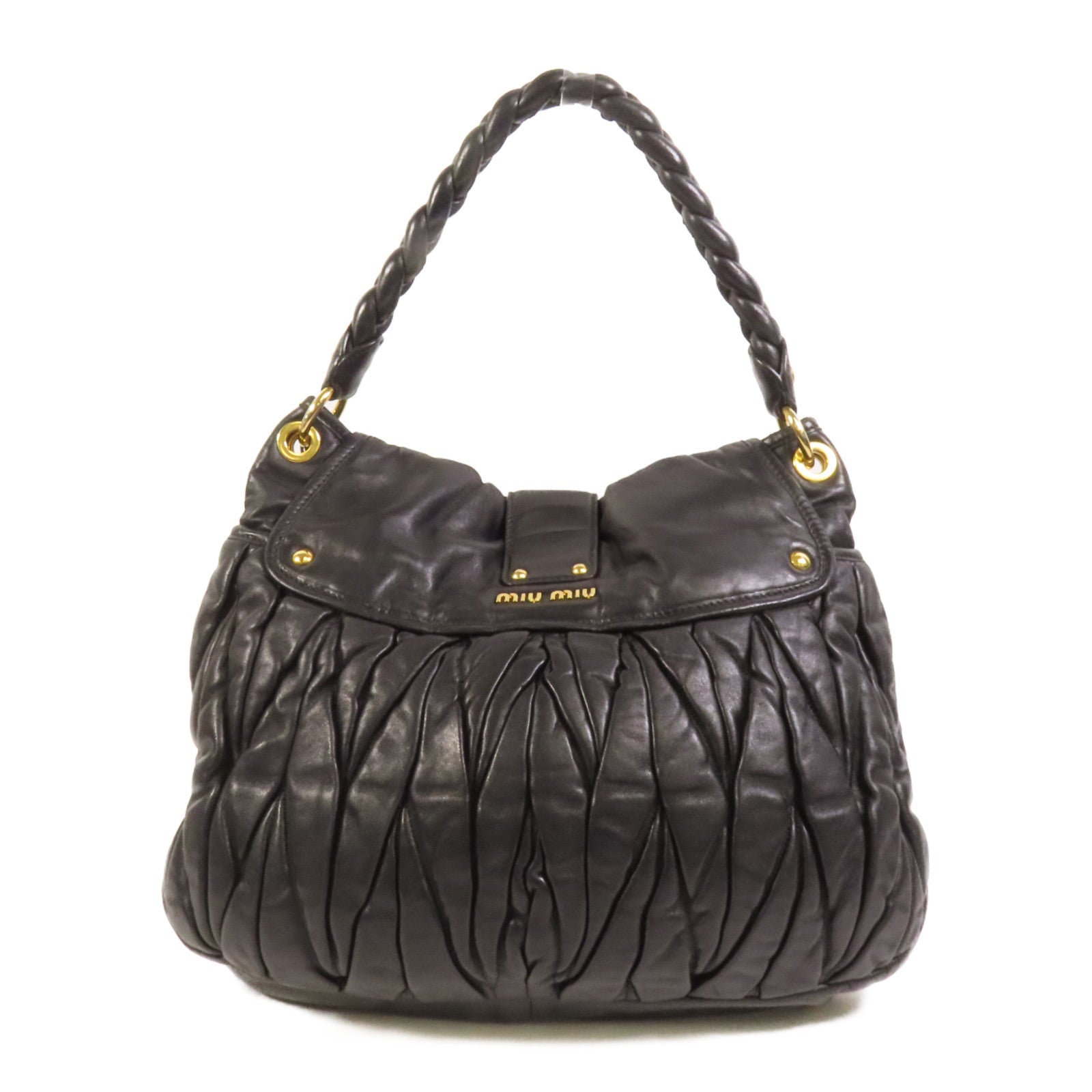 Miu Miu 羊皮皮革2 Way Shoulder金扣手挽肩背兩用袋