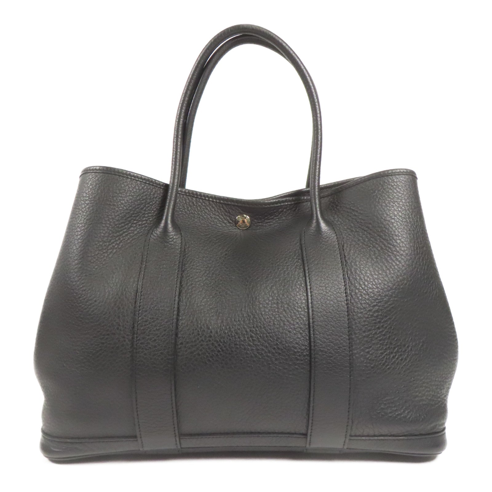 HERMES Negonda皮革GardenParty PM銀扣手挽袋Black