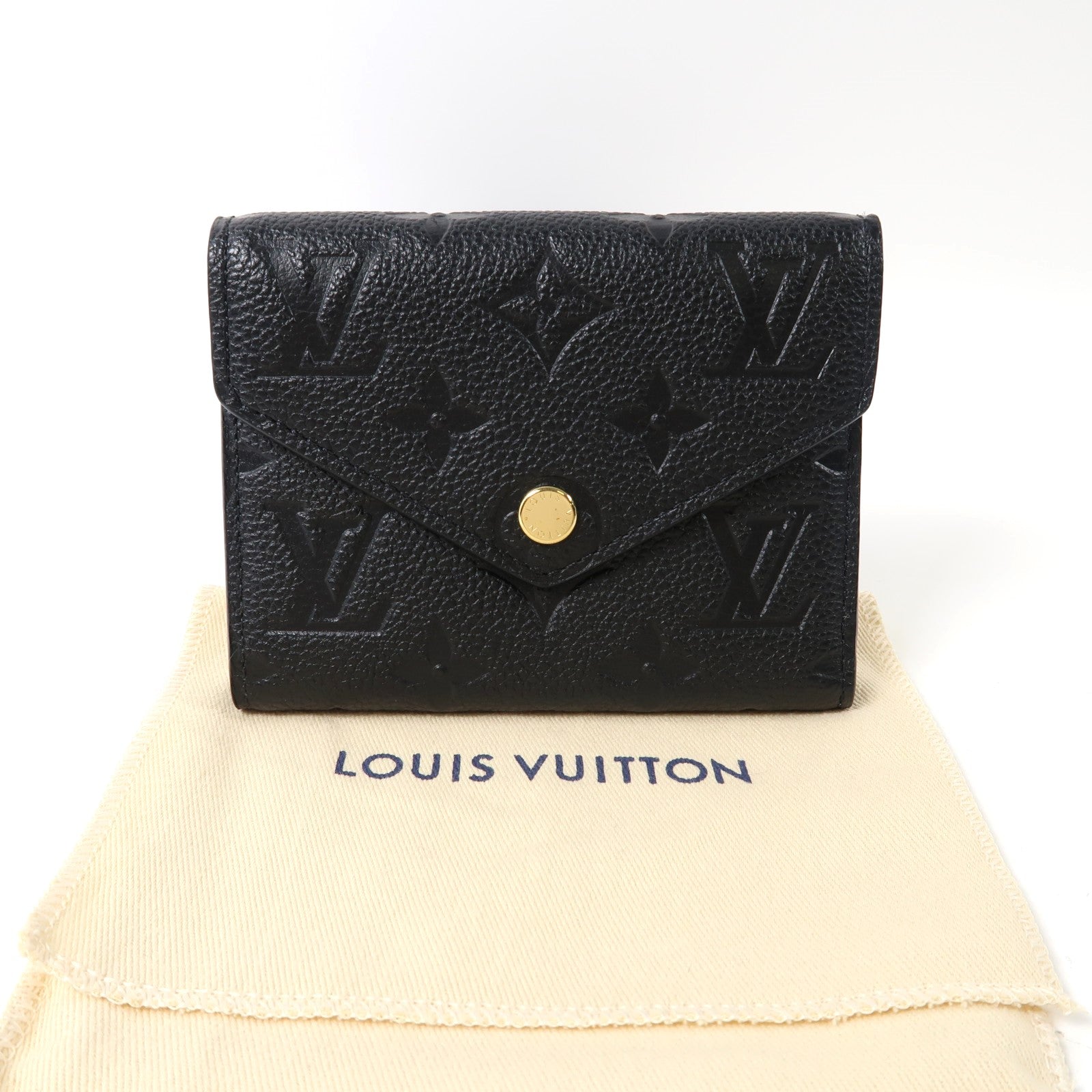 LOUIS VUITTON Monogram Empreinte Victorine Wallet金扣三摺錢包黑色