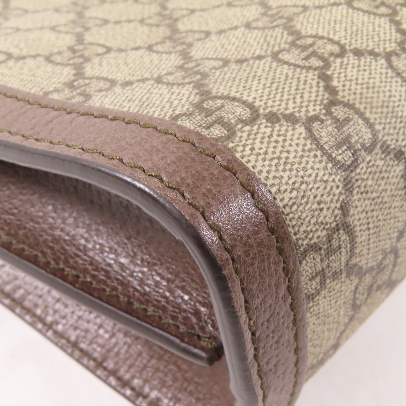 GUCCI 【激減優惠】塗層帆布GG Supreme Ophidia金扣鏈帶肩背袋啡色