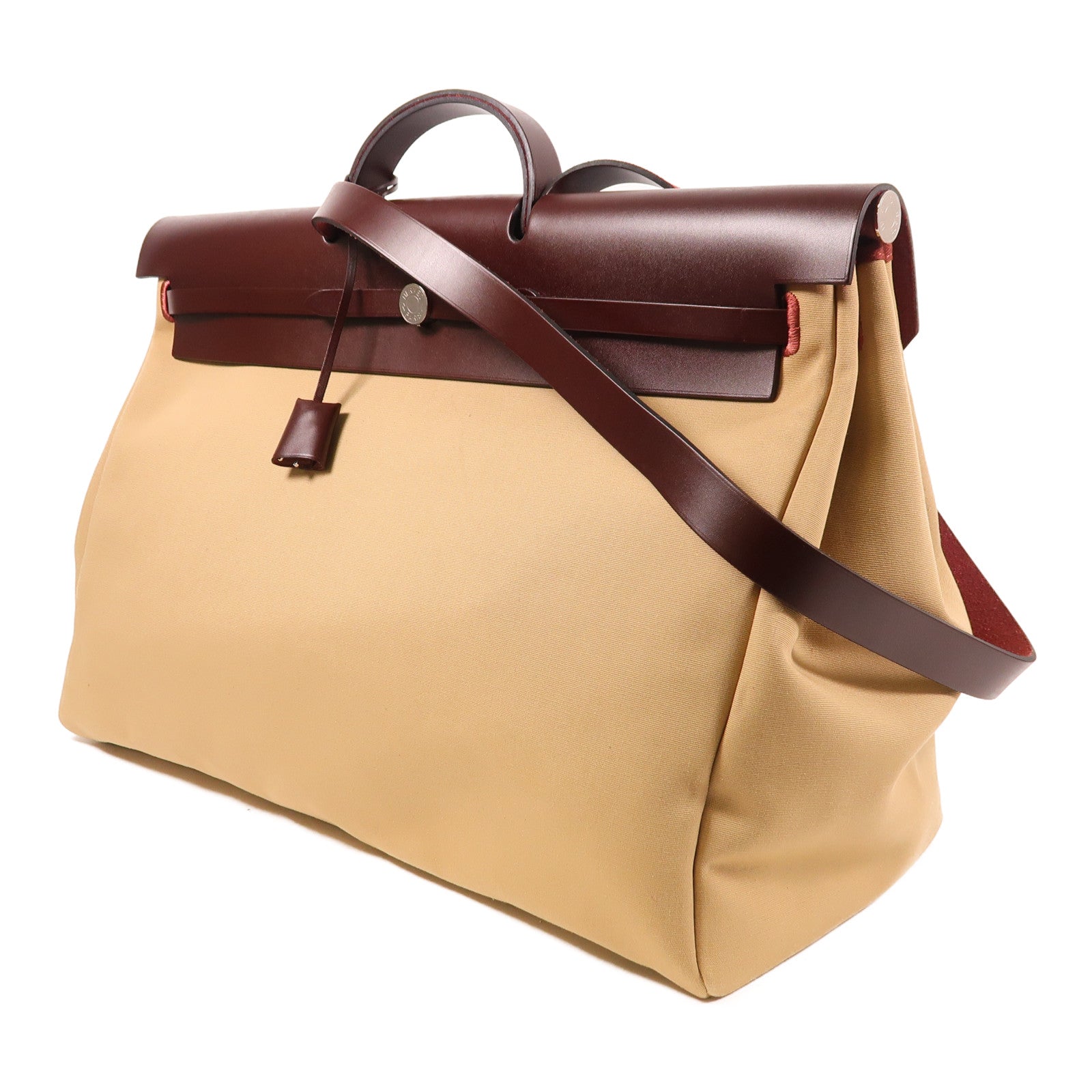 HERMES 帆布/皮革Herbag GM銀扣手挽肩背兩用袋Trench
