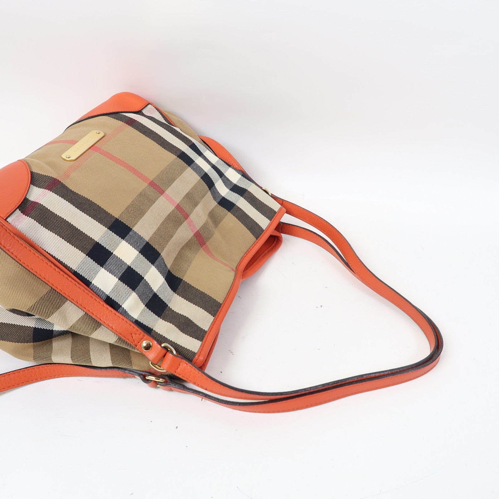 BURBERRY 帆布Shoulder Bag金扣肩背袋橙色/啡色