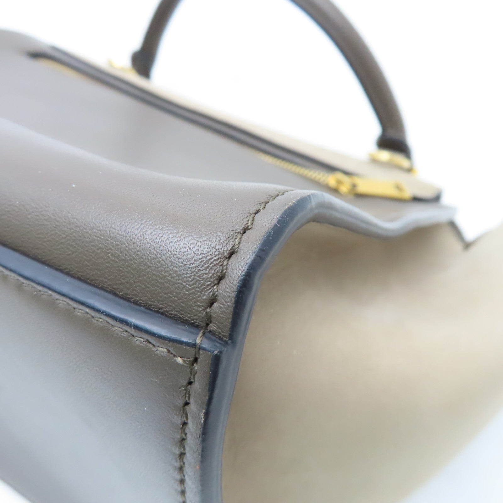CELINE 牛皮皮革Trapeze金扣手挽肩背兩用袋灰色