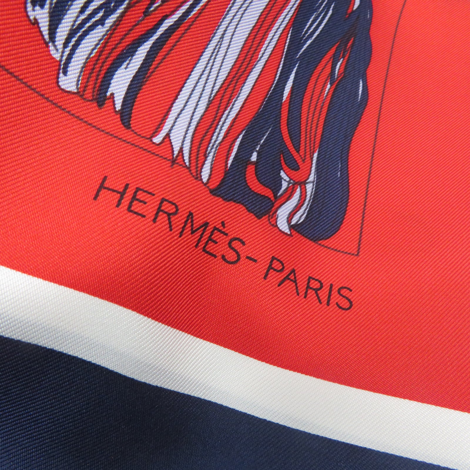 HERMES 【激減優惠】絲質Scarf絲巾藍色/紅色