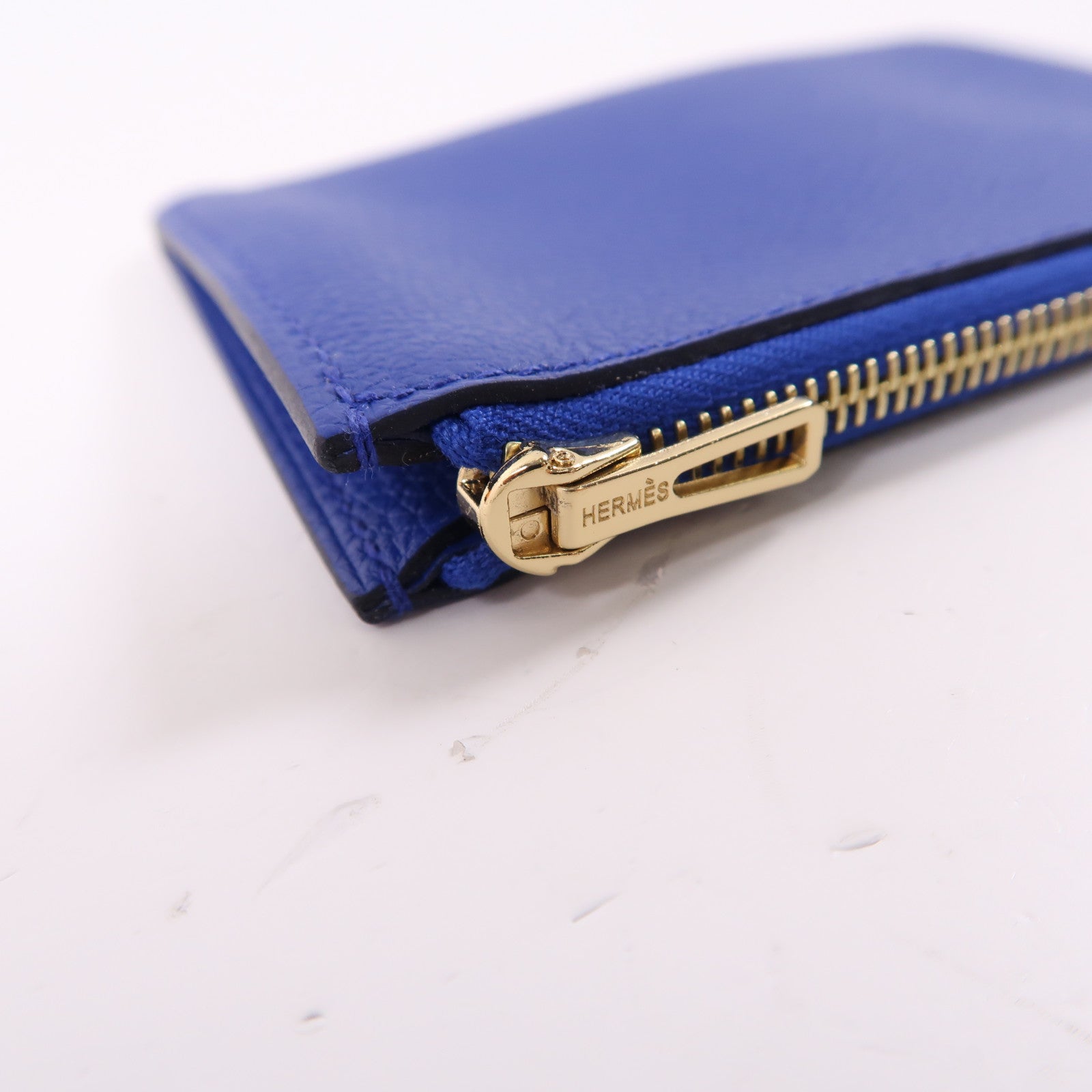 HERMES Evercolor皮革Rouis Slim銀扣錢包紫色