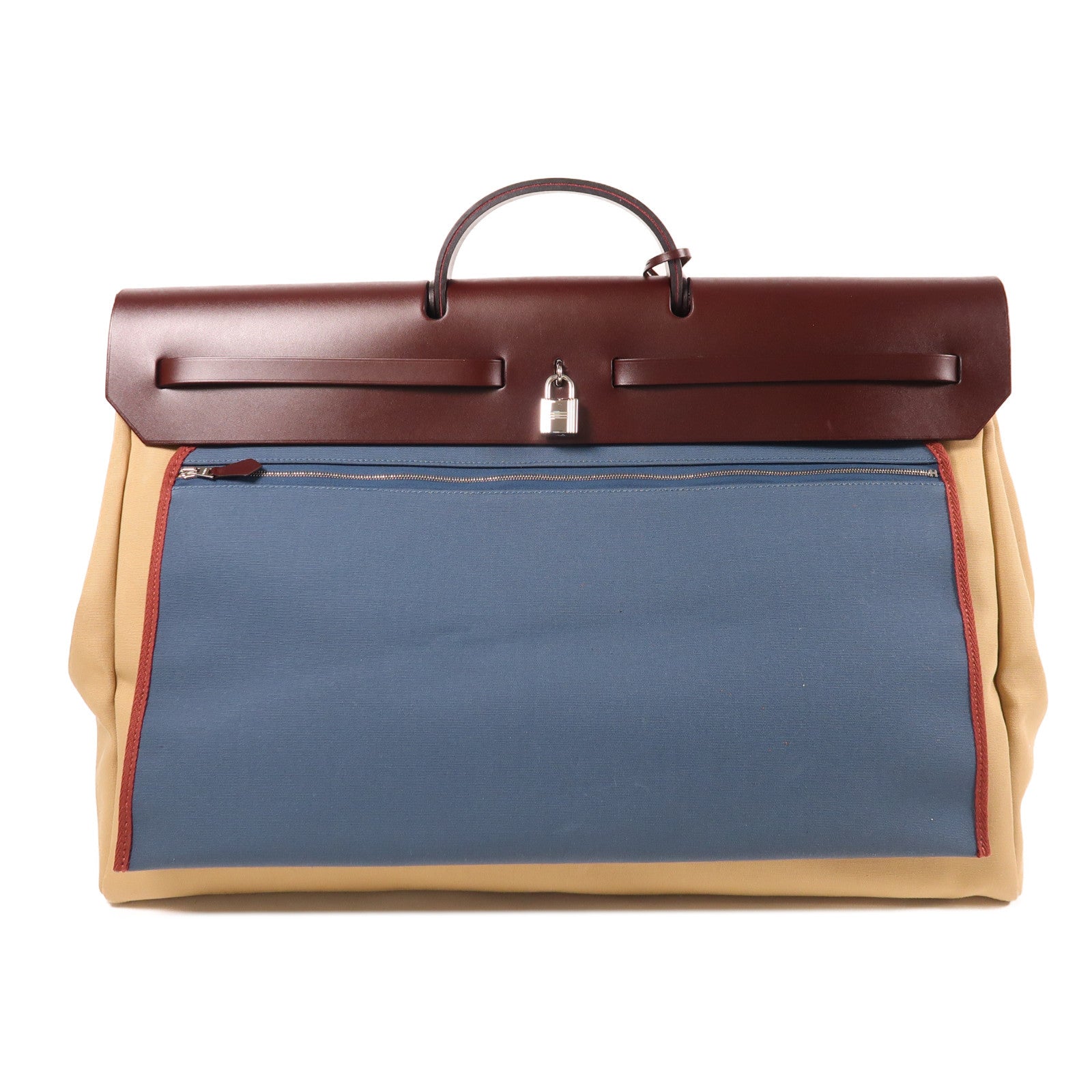 HERMES 帆布/皮革Herbag GM銀扣手挽肩背兩用袋Trench