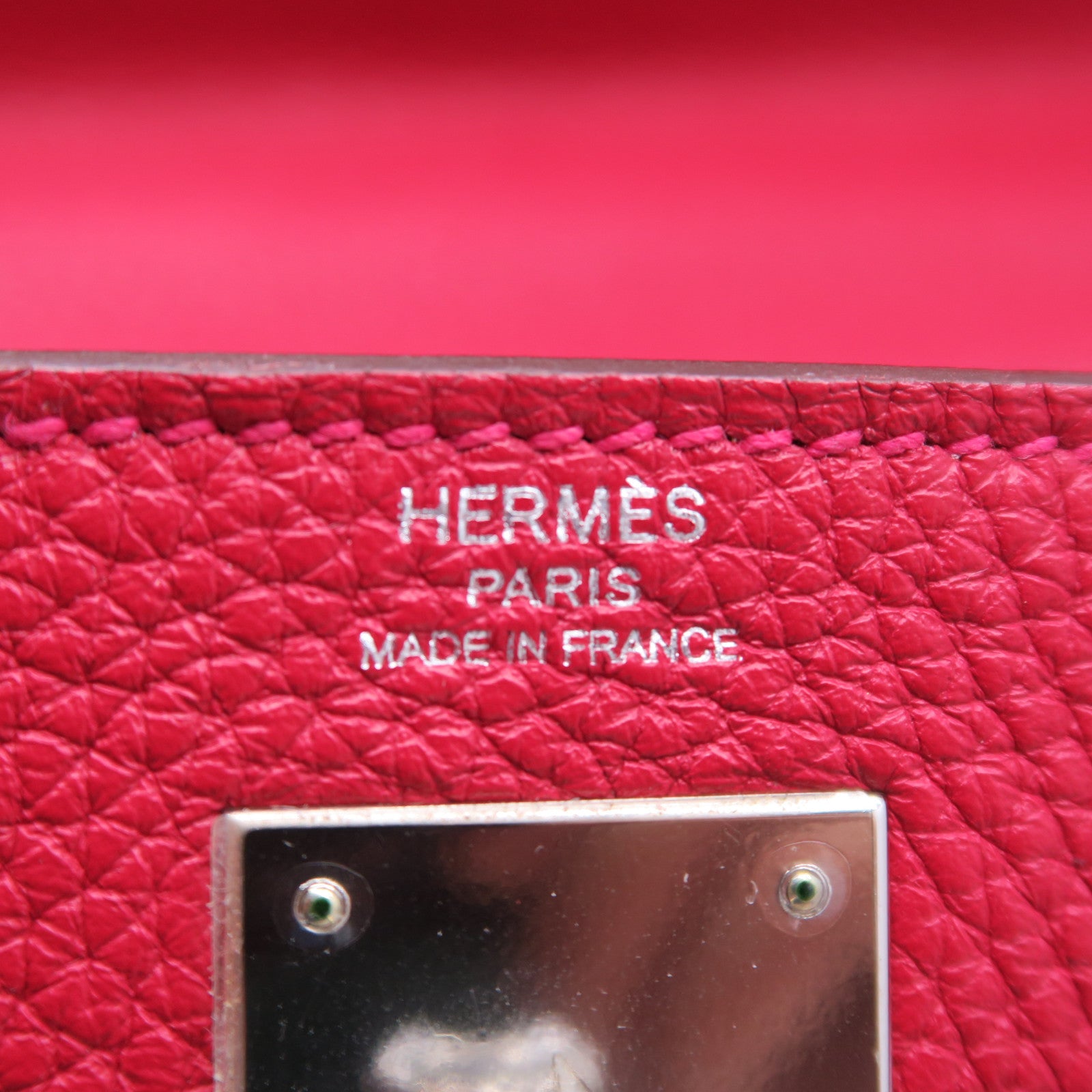HERMES 【清倉大減價】Clemence皮革Kelly 28銀扣手挽肩背兩用袋蕃茄紅色