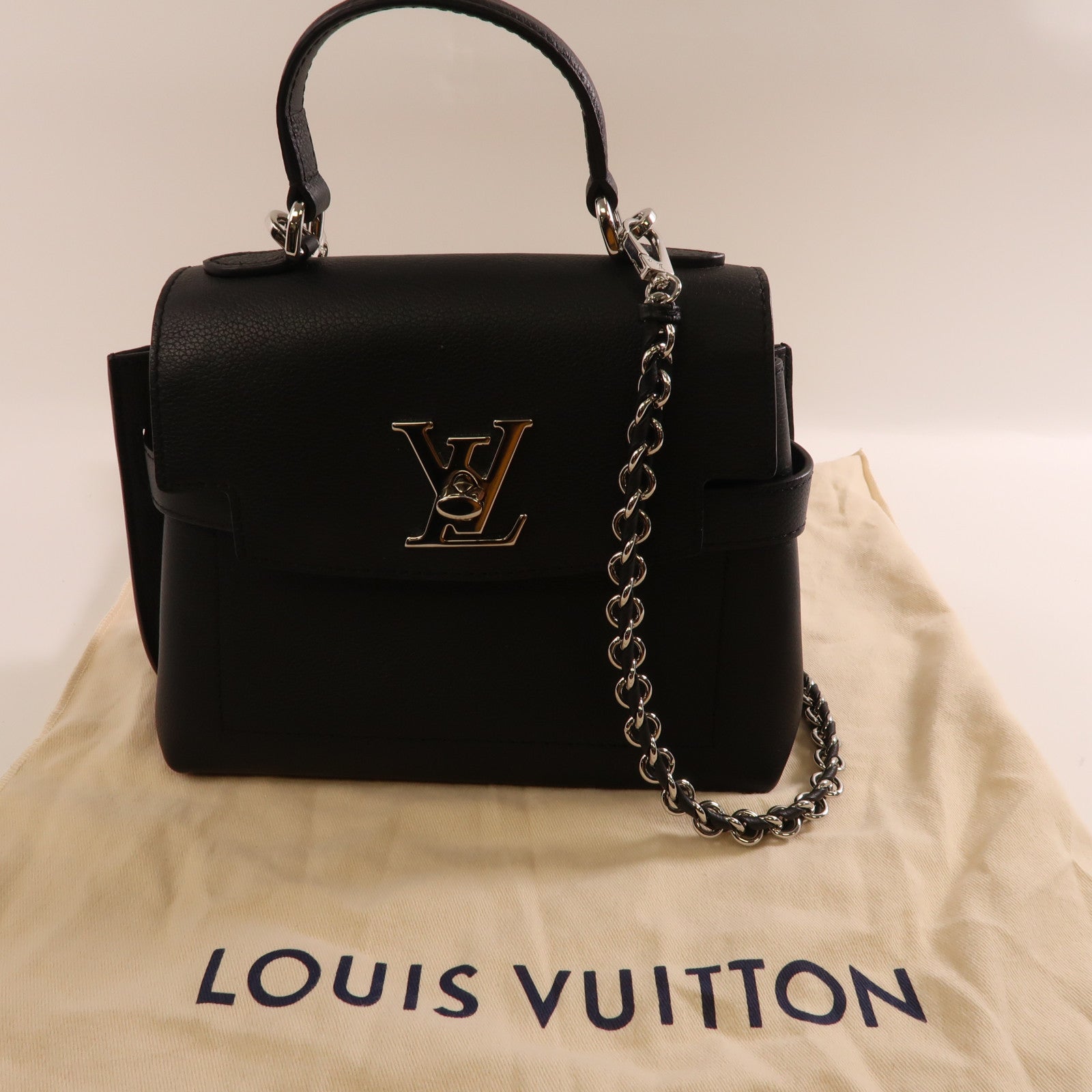 LOUIS VUITTON 牛皮皮革Lockme Ever Mini手挽肩背兩用袋黑色