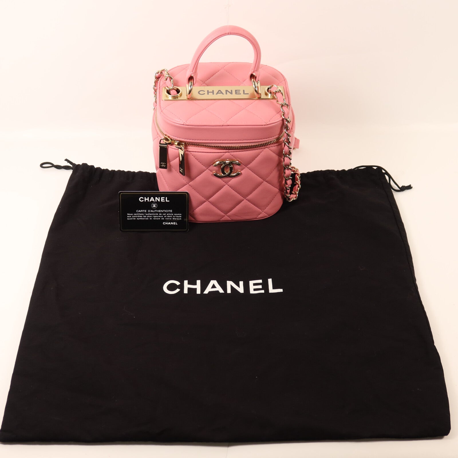 CHANEL 羊皮皮革Trendy CC Vantiy Case金扣鏈帶手挽肩背兩用袋