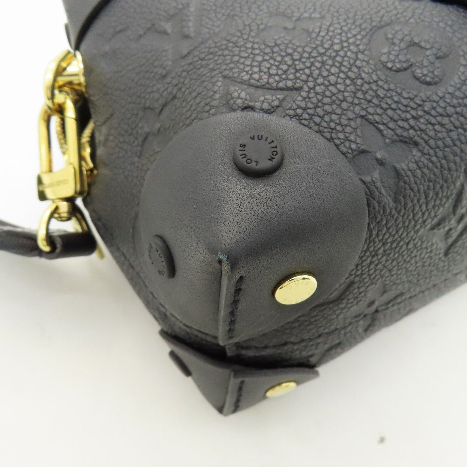 LOUIS VUITTON Monogram Empreinte Petite Malle Souple金扣手挽肩背兩用袋黑色