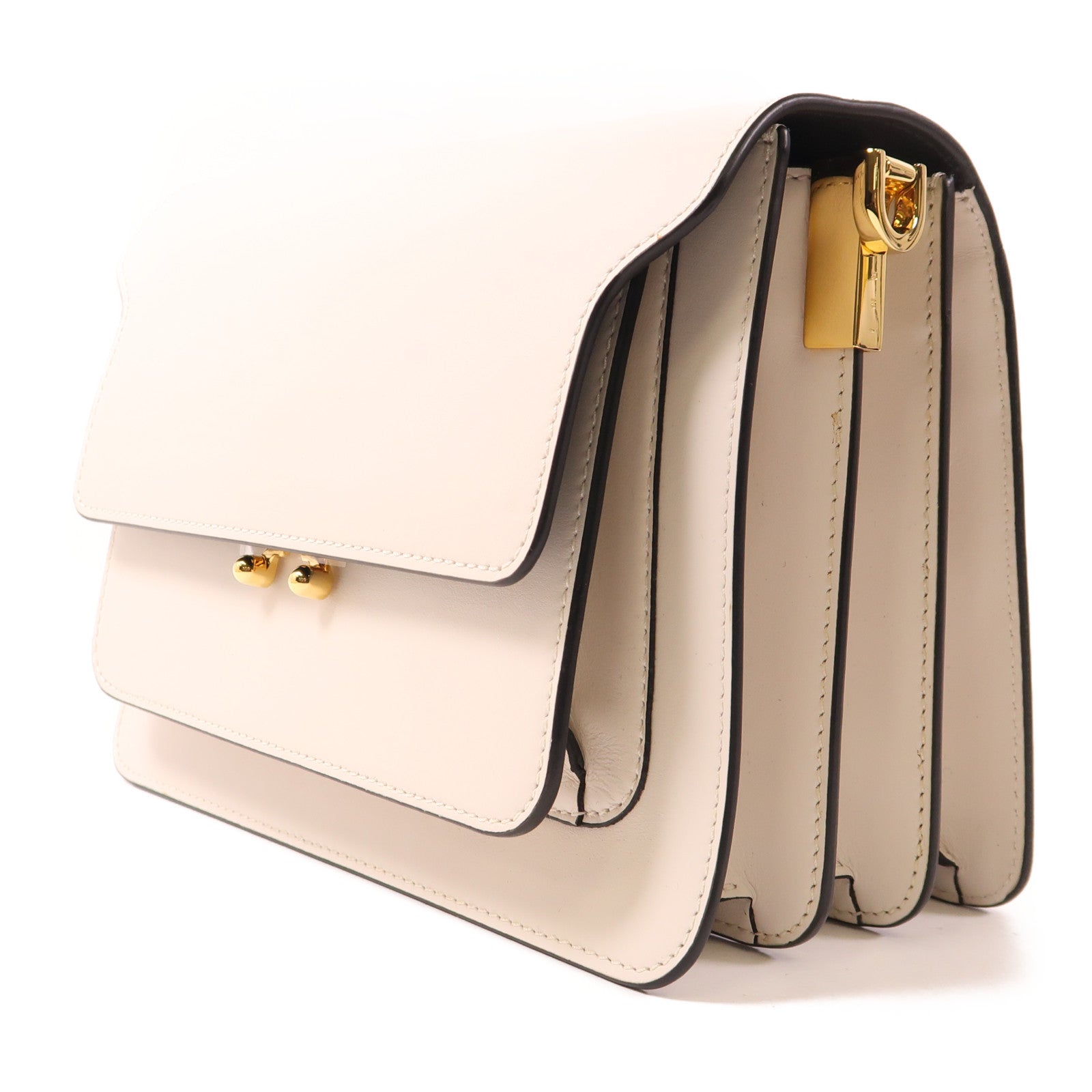 MARNI GHW Trunk Shoulder Bag SBMPN09NO5LV520 Calfskin Leather White