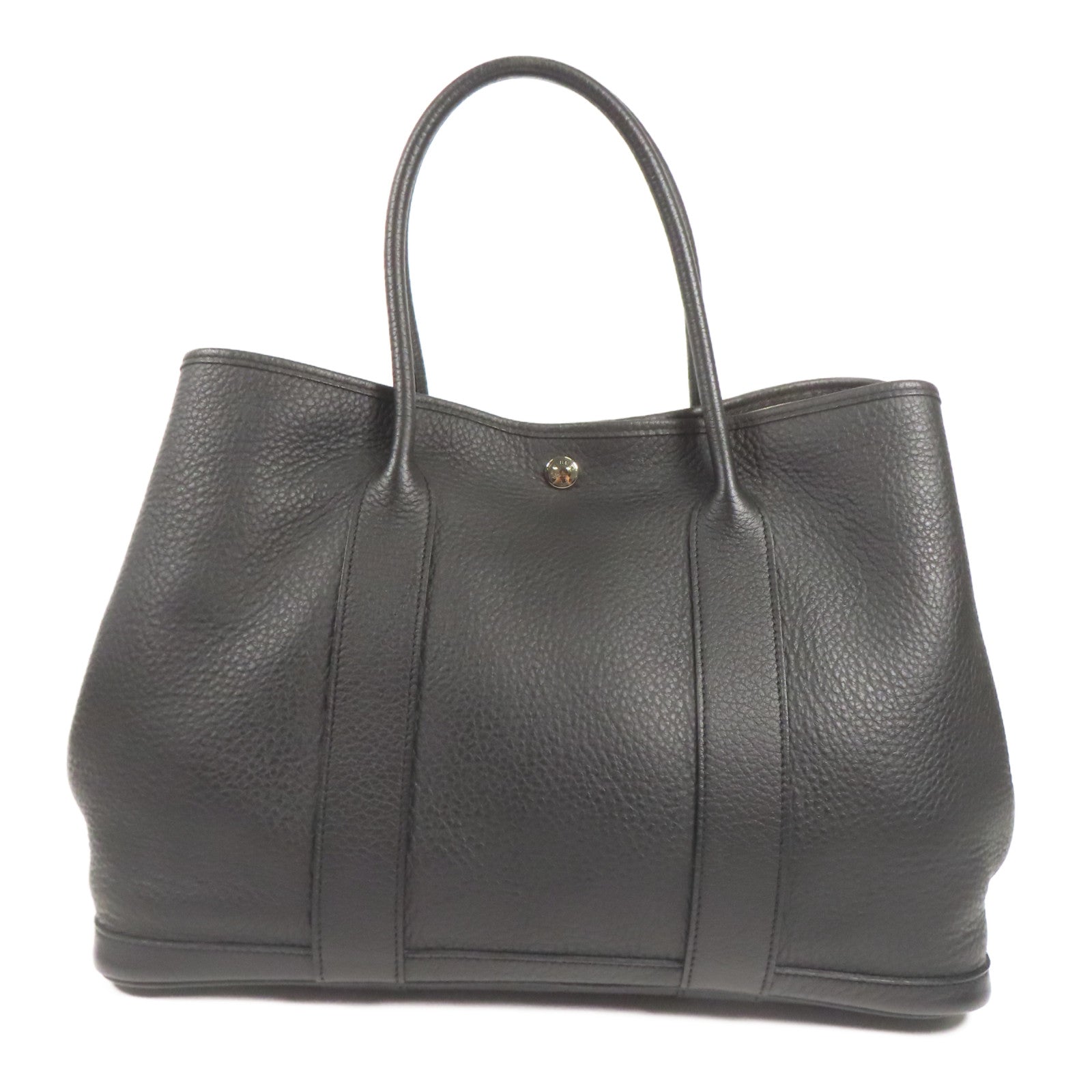 HERMES Negonda皮革GardenParty PM銀扣手挽袋Black