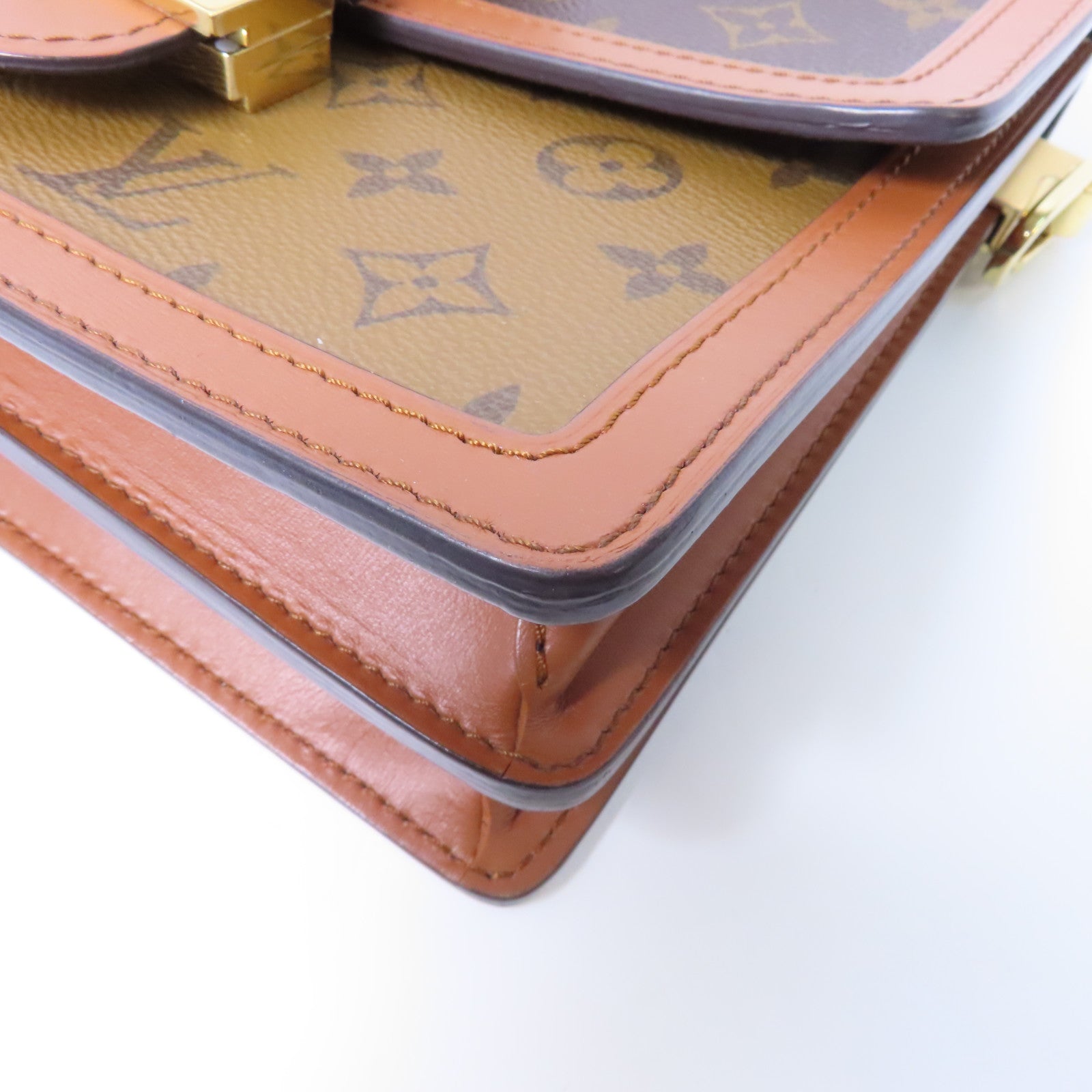 LOUIS VUITTON Monogram Dauphine MM金扣鏈帶手挽肩背兩用袋啡色