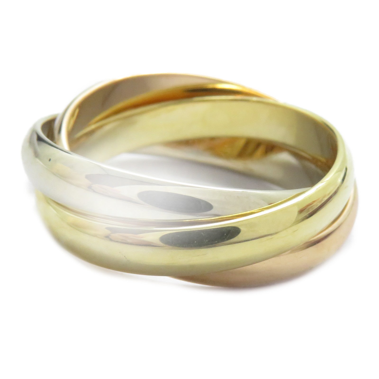 CARTIER 18K黃金/白金/玫瑰金Trinity戒指US#7.5/Cartier#56