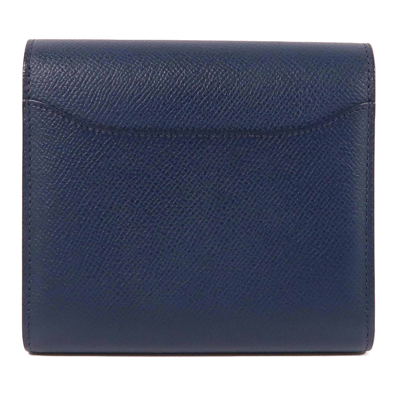 HERMES Epsom皮革Constance Compact Wallet金扣錢包Bleu Saphir