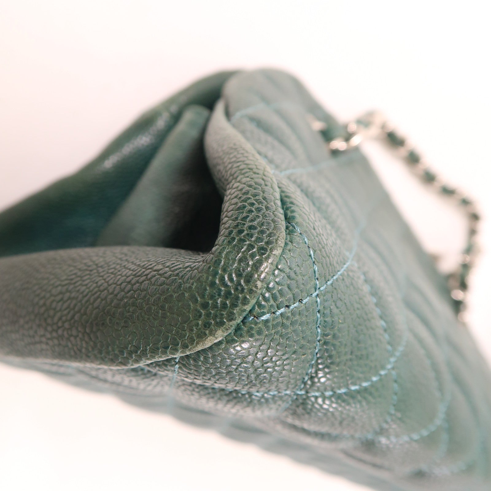 CHANEL 牛皮皮革Chain Shoulder銀扣鏈帶肩背袋