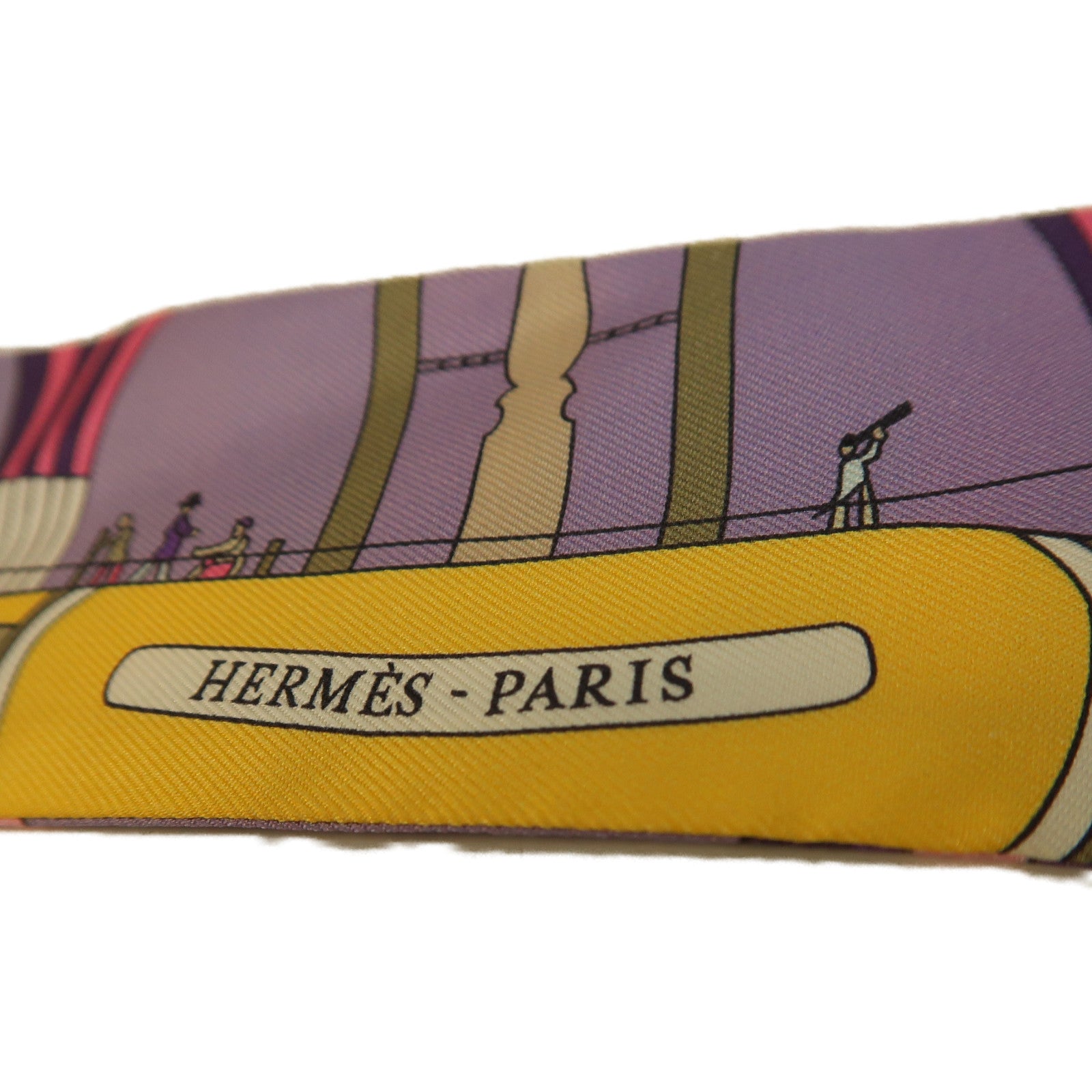 HERMES 絲質Twilly絲巾紫色/彩色