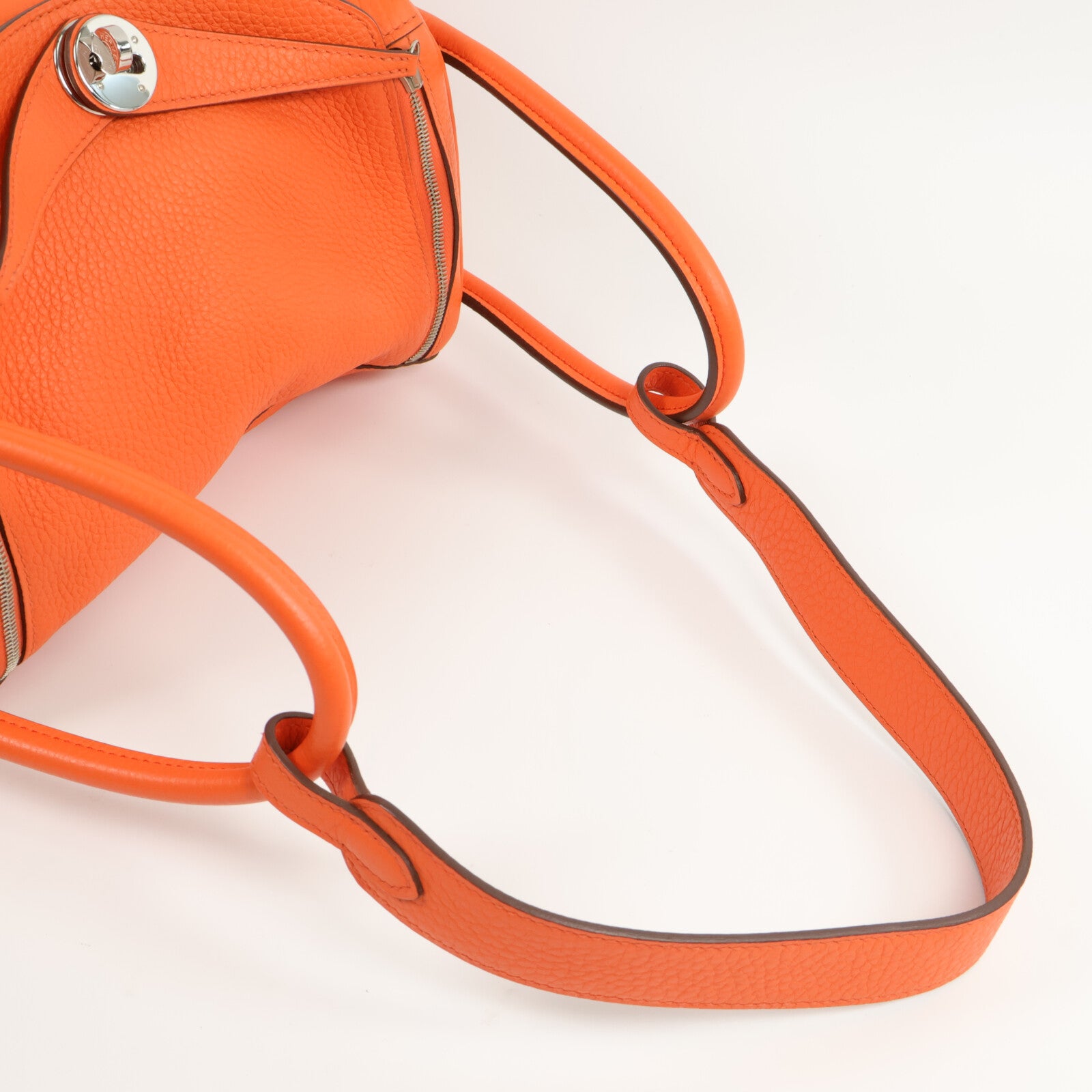 HERMES Clemence皮革Lindy 26手挽肩背兩用袋Orange Poppy/Bordeau