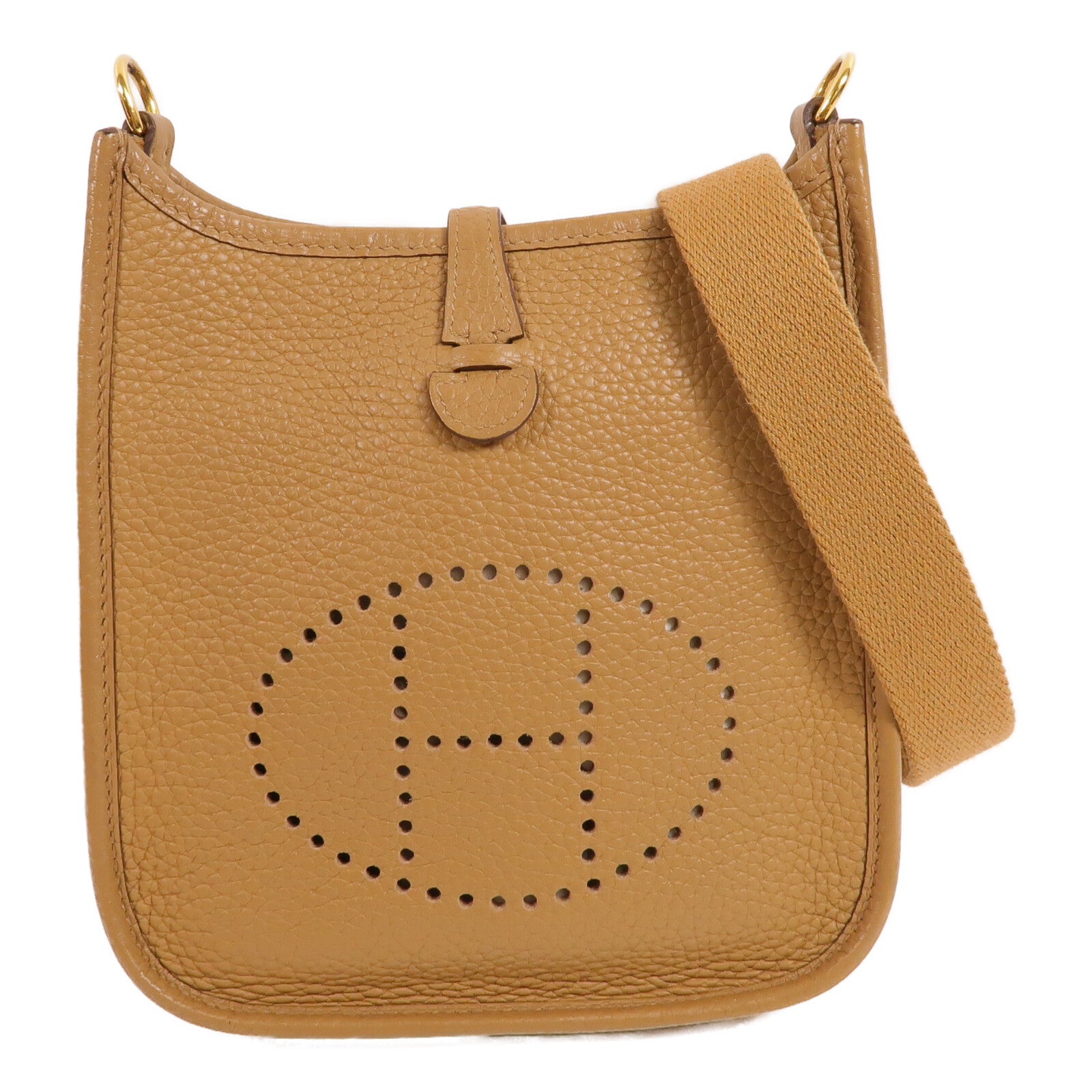 HERMES Clemence皮革Evelyne TPM肩背袋Biscuit