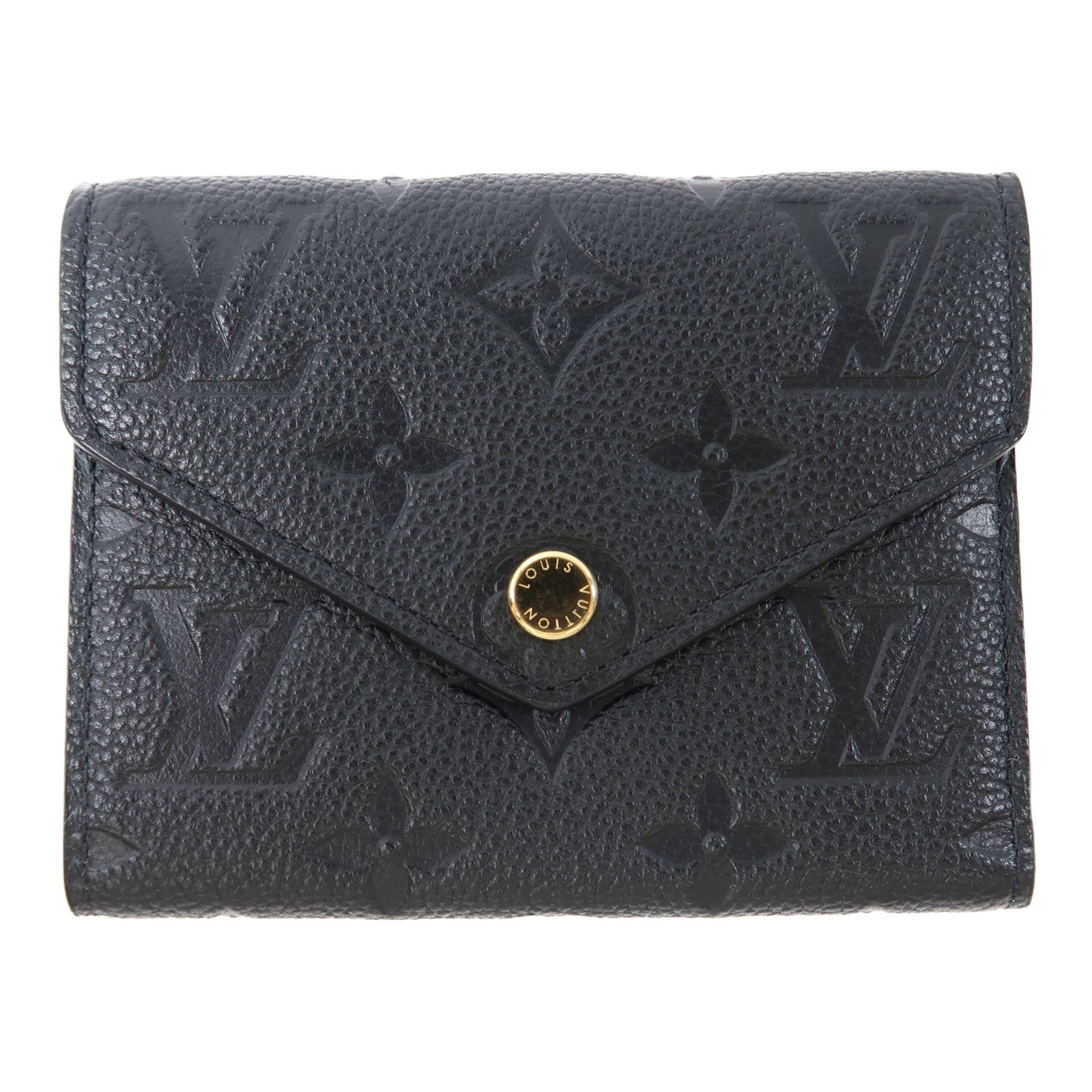 LOUIS VUITTON Monogram Empreinte Victorine Wallet金扣三摺錢包黑色