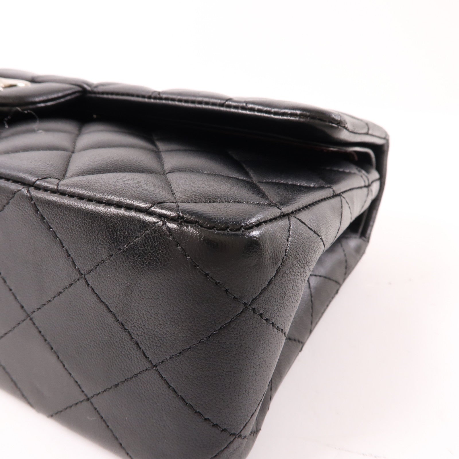 CHANEL 羊皮皮革Classic 25銀扣鏈帶肩背袋黑色