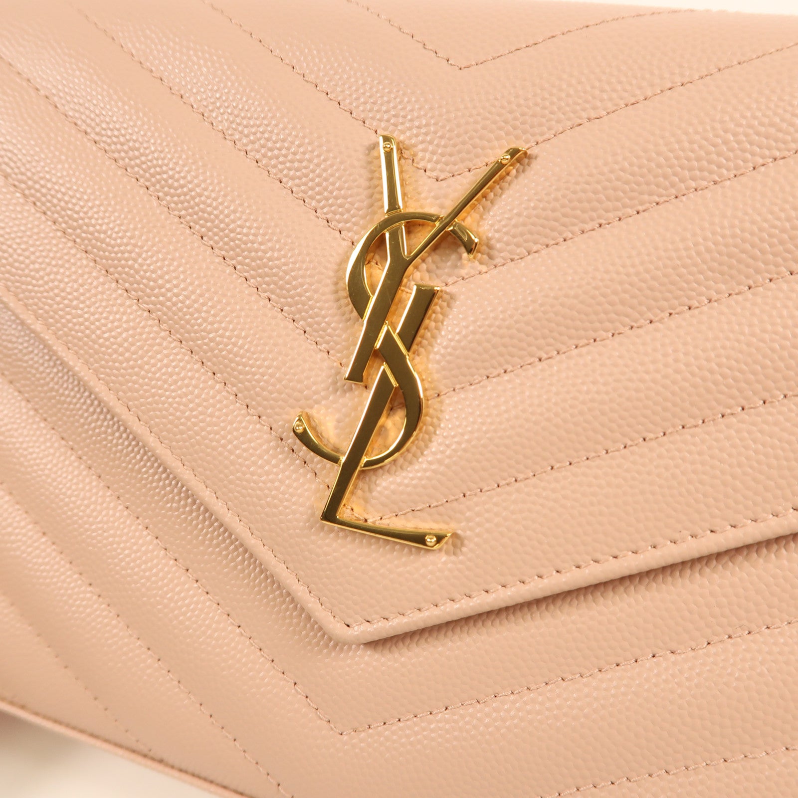 SAINT LAURENT 牛皮皮革Chain Shoulder金扣鏈帶肩背袋