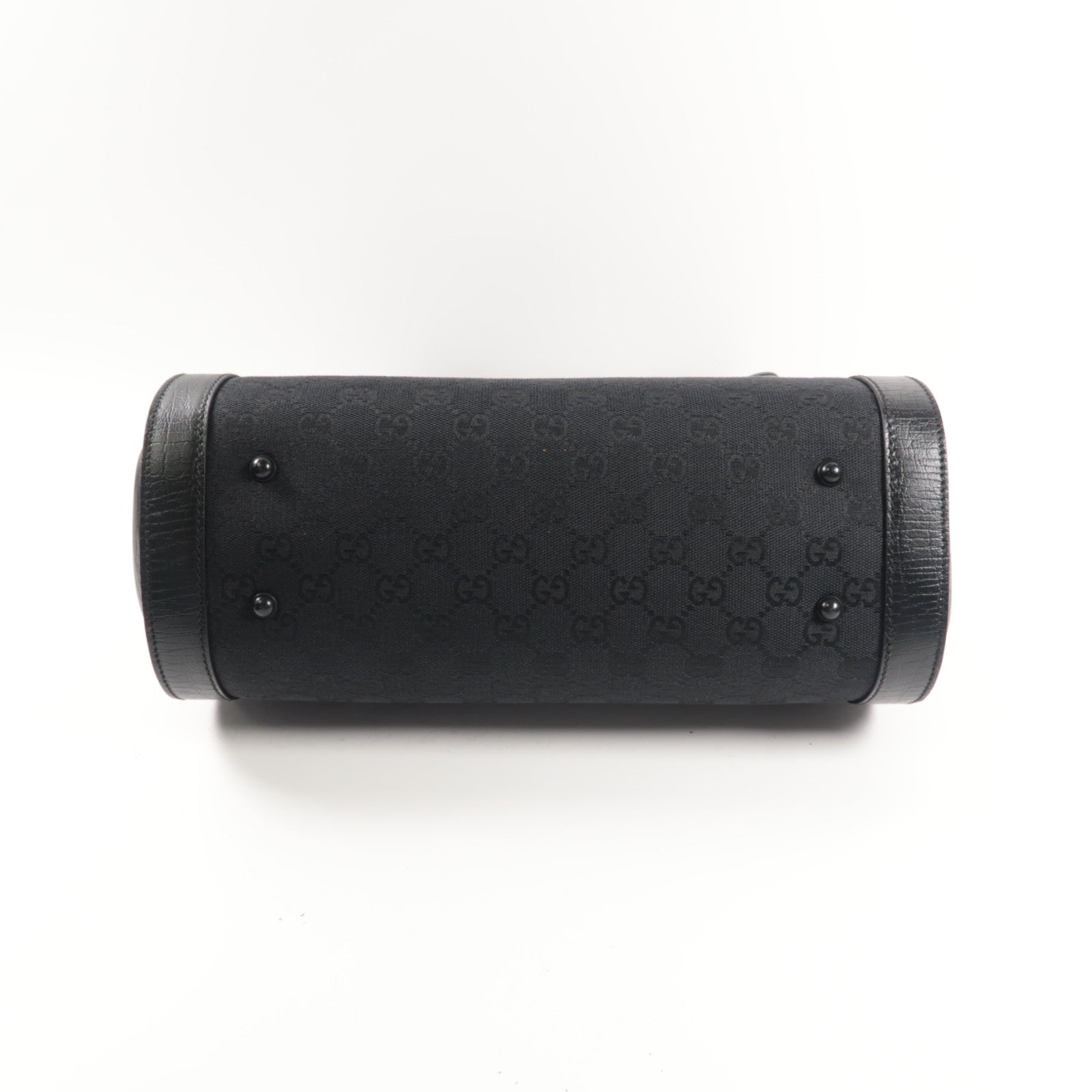 GUCCI 帆布Bamboo Bullet黑扣肩背袋黑色