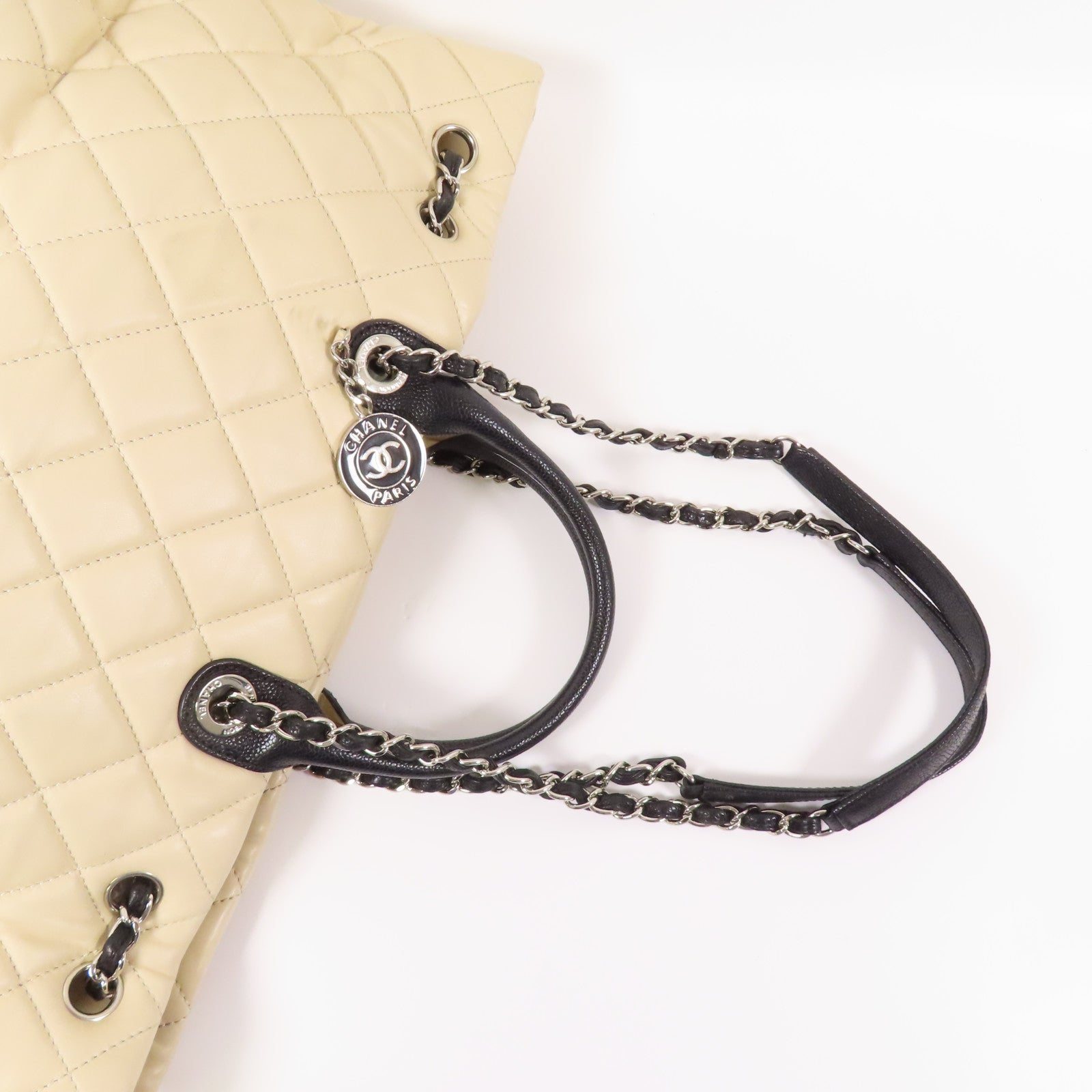 CHANEL 牛皮皮革Shoulder Bag銀扣手挽肩背兩用袋