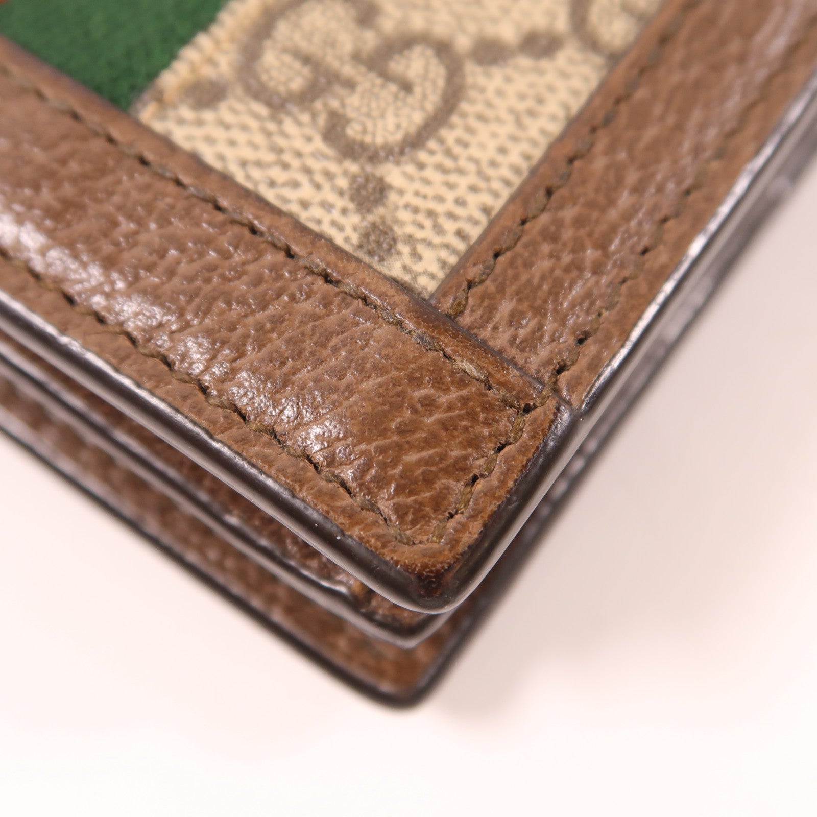 GUCCI 塗層帆布/皮革Ophidia Card Case金扣卡片套棕色