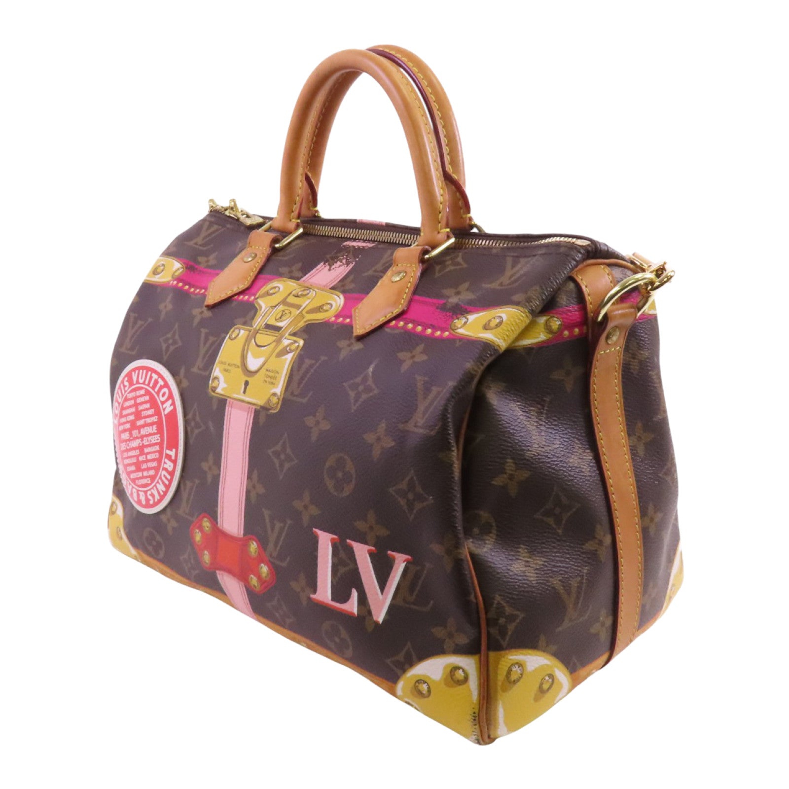 LOUIS VUITTON Monogram Speedy Bandouliere 30 Summer Trunk金扣手挽肩背兩用袋