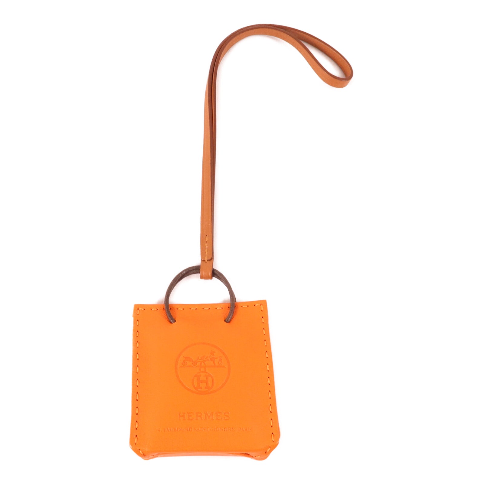HERMES Milo/Swift皮革Sac Orange Bag Charm掛飾Orange