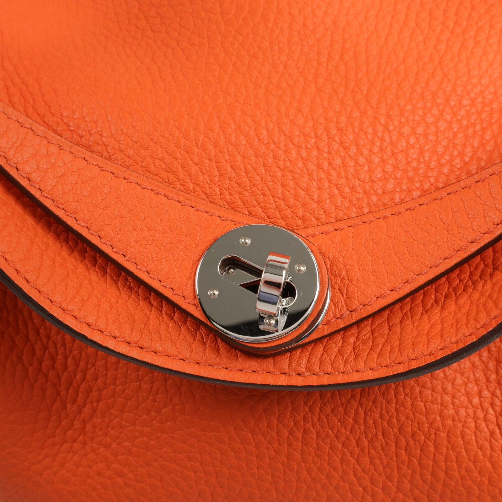 HERMES Clemence皮革Lindy 26手挽肩背兩用袋Orange Poppy/Bordeau