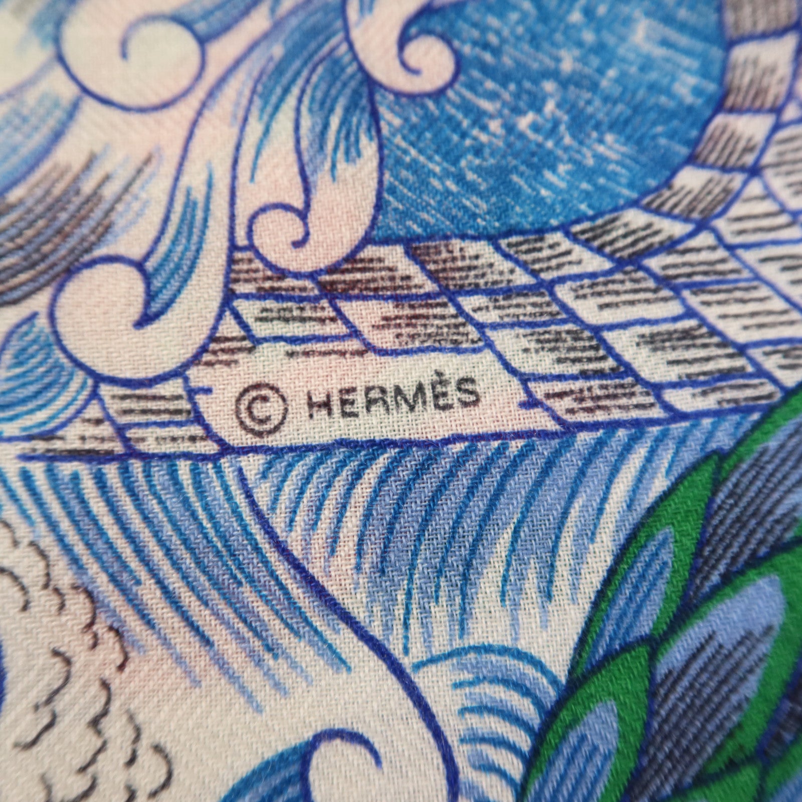 HERMES 羊絨/絲質Scarf 140X140絲巾