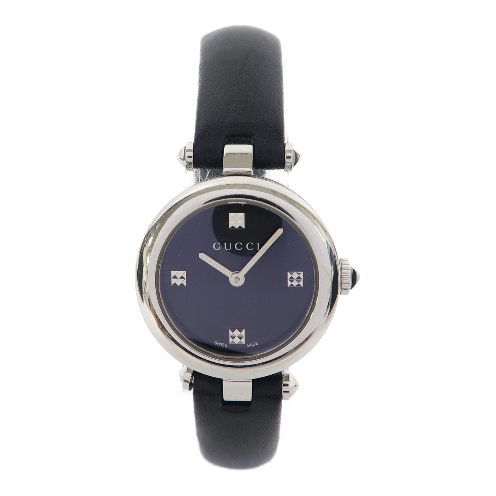 GUCCI Diamantissima Watch不鏽鋼手錶石英機芯黑色