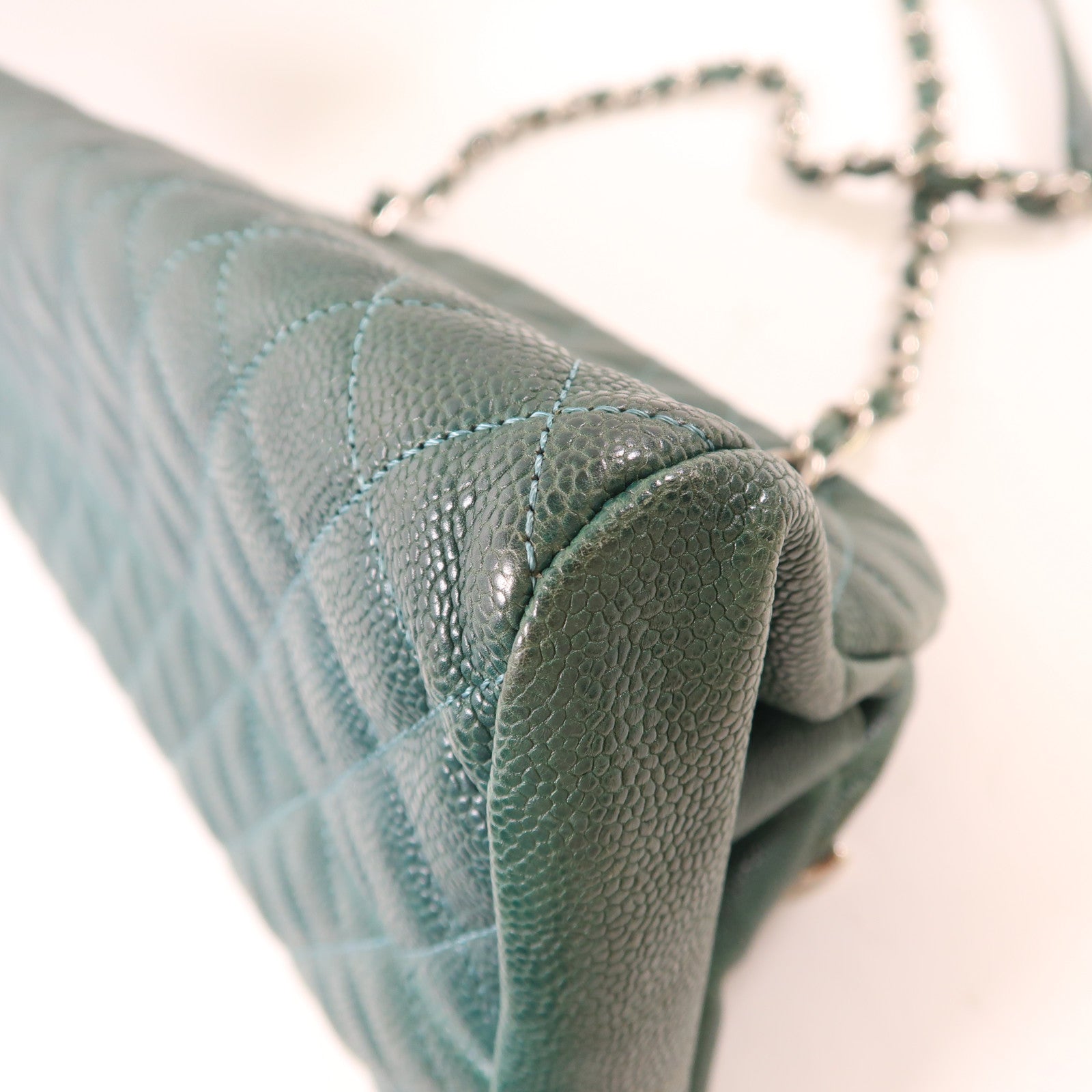 CHANEL 牛皮皮革Chain Shoulder銀扣鏈帶肩背袋