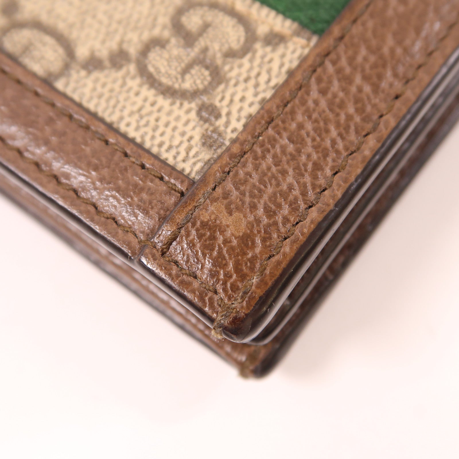 GUCCI 塗層帆布/皮革Ophidia Card Case金扣卡片套棕色