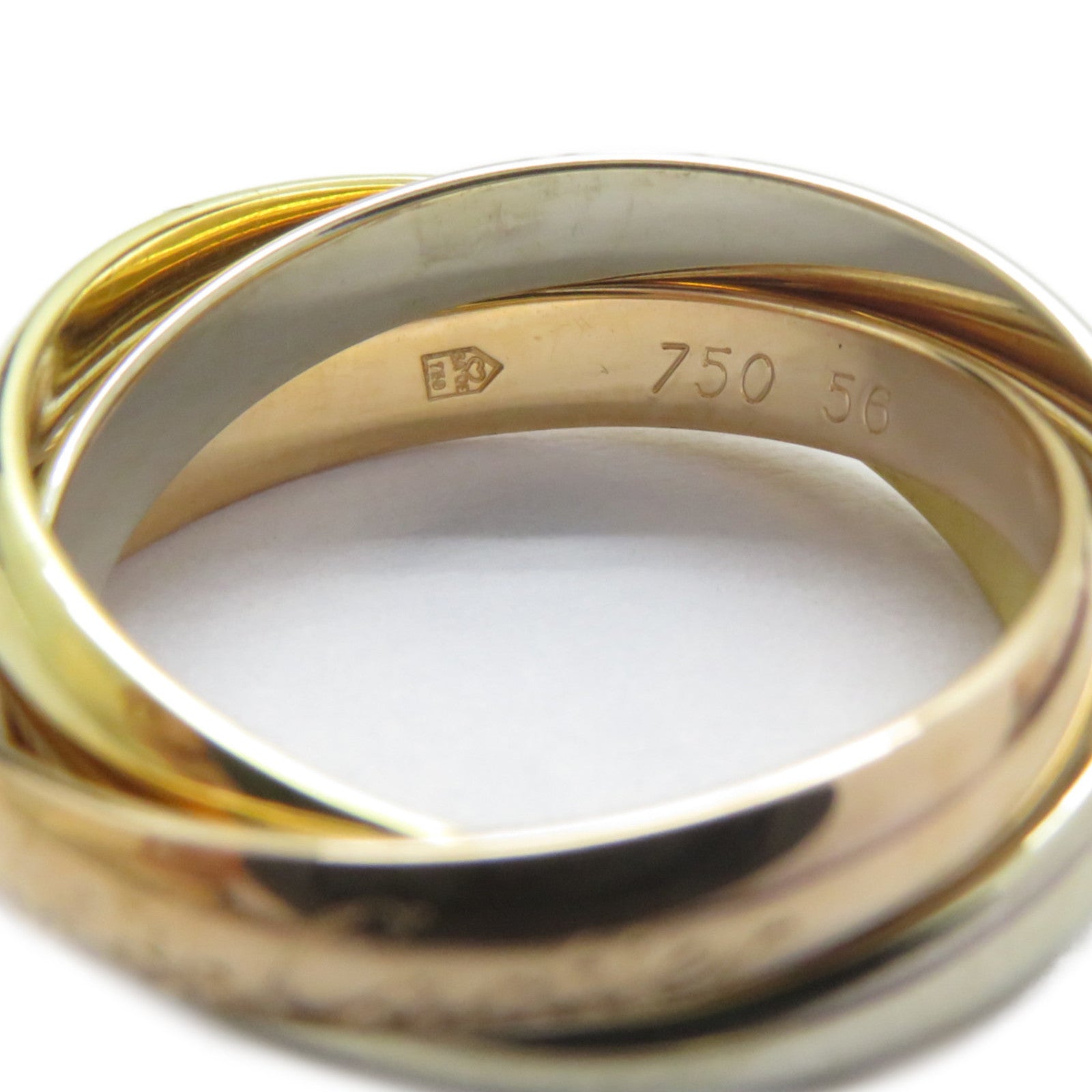 CARTIER 18K黃金/白金/玫瑰金Trinity戒指US#7.5/Cartier#56