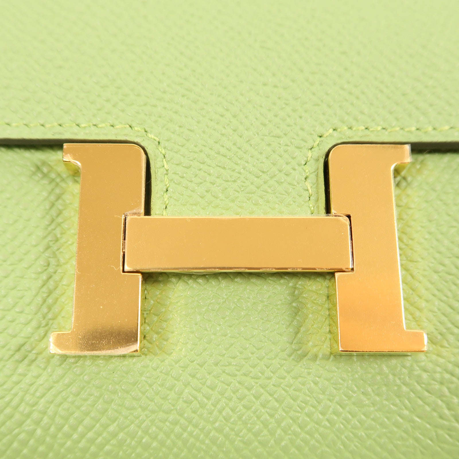 HERMES Epsom皮革Constance Slim金扣錢包Vert Criquet