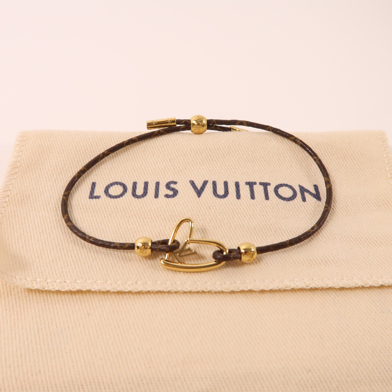 LOUIS VUITTON Monogram Fall In Love金扣手鐲棕色