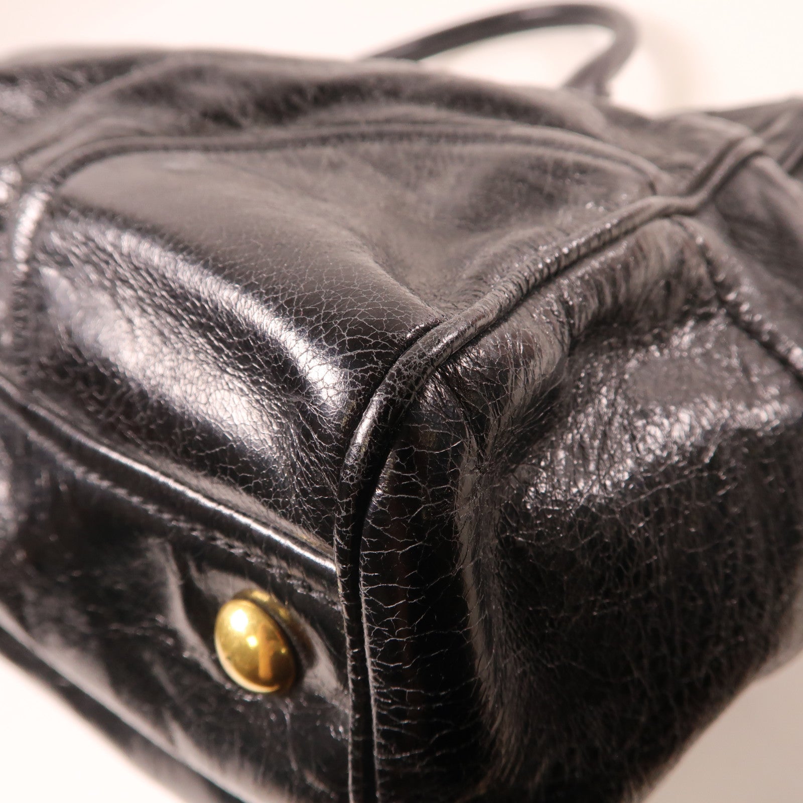 Miu Miu 牛皮皮革Shoulder Bag金扣手挽肩背兩用袋黑色