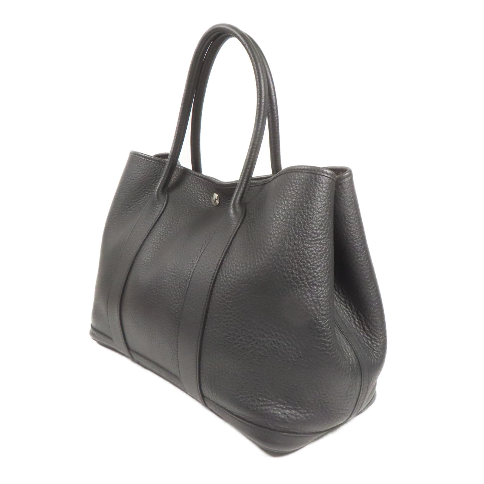 HERMES Negonda皮革GardenParty PM銀扣手挽袋Black