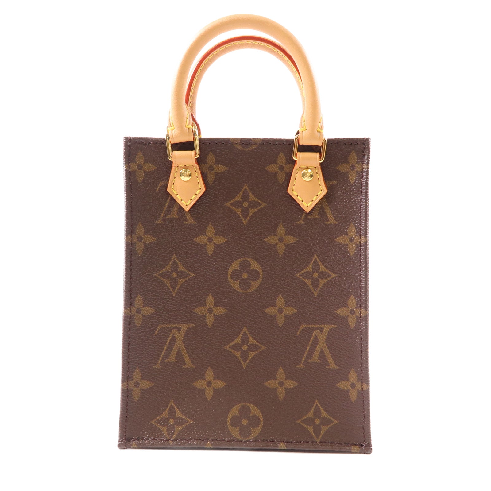 LOUIS VUITTON 【激減優惠】Monogram Petit Sac Plat金扣手挽肩背兩用袋棕色