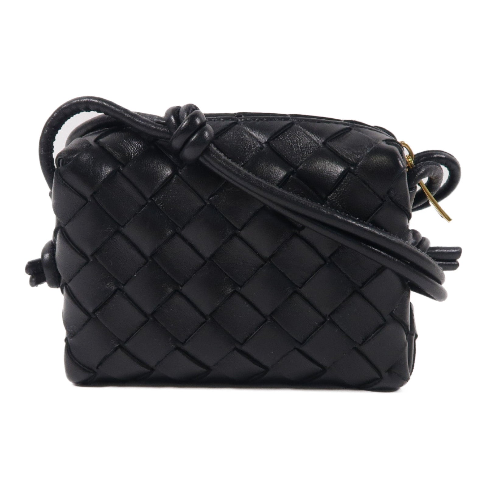 BOTTEGA VENETA 【激減優惠】羊皮皮革Shoulder Bag金扣肩背袋黑色