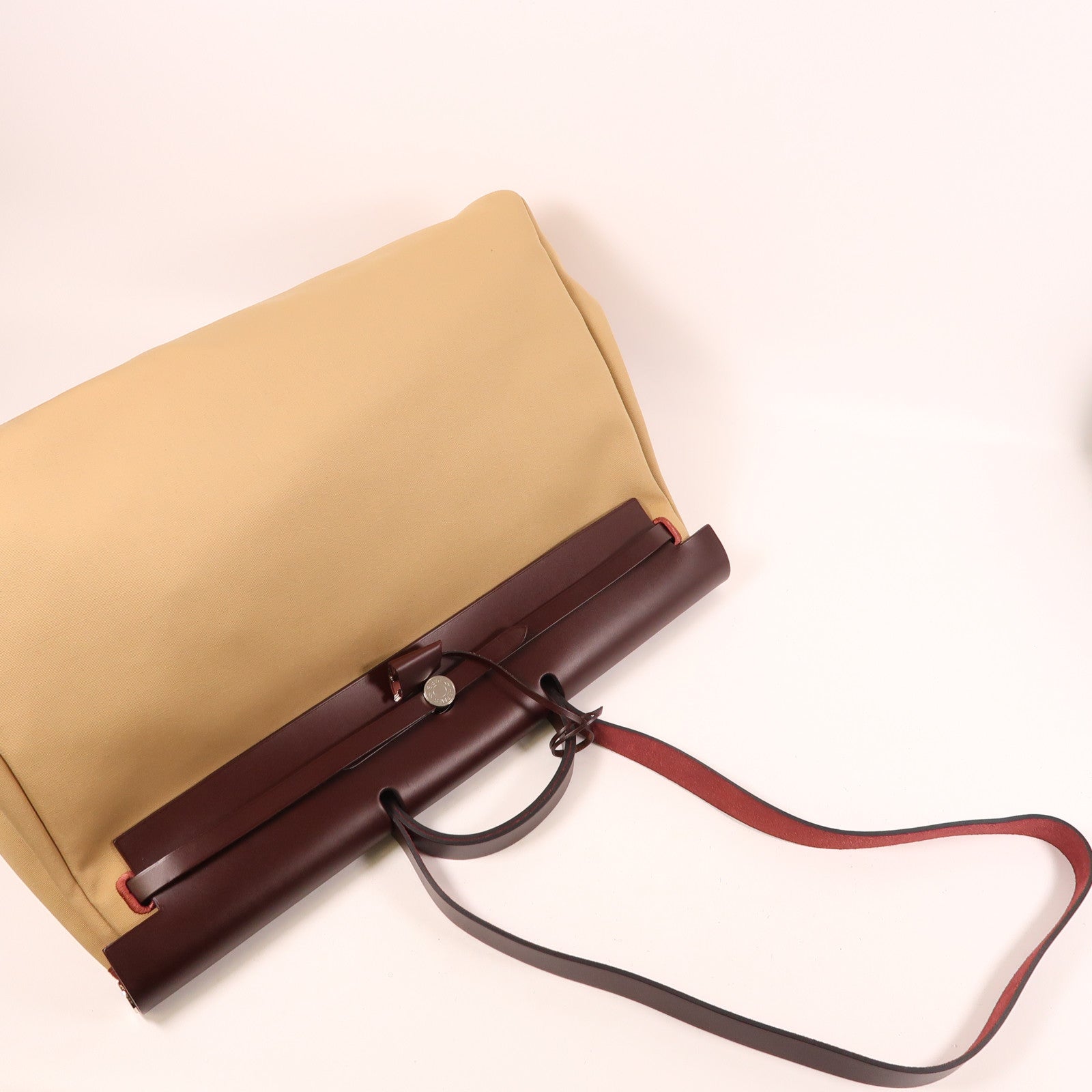 HERMES 帆布/皮革Herbag GM銀扣手挽肩背兩用袋Trench