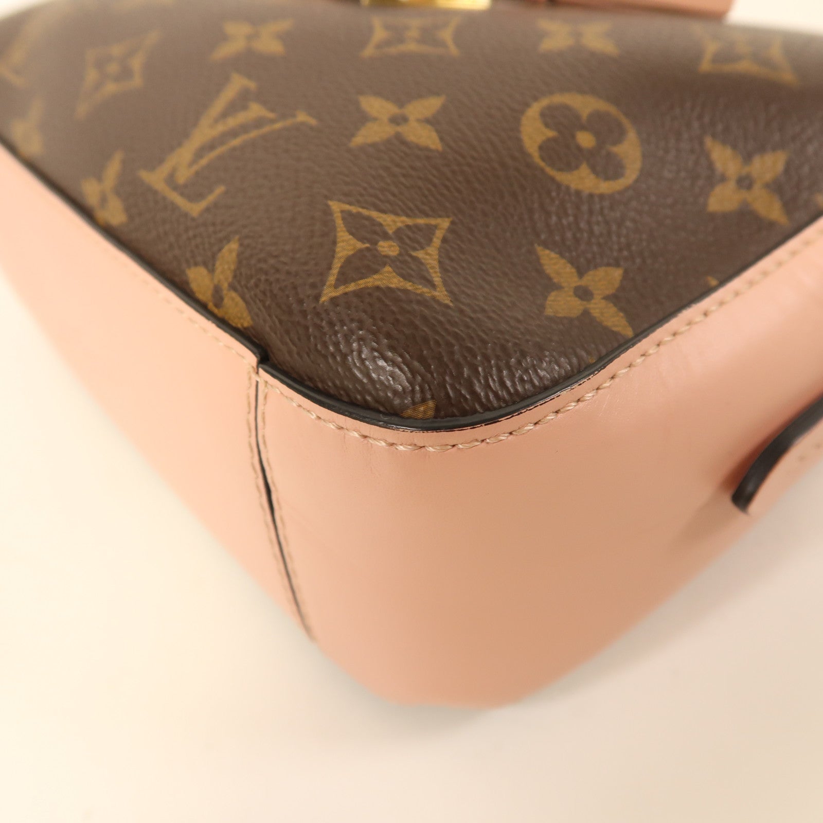 LOUIS VUITTON 【激減優惠】Monogram Saintonge金扣手挽肩背兩用袋粉紅色/啡色