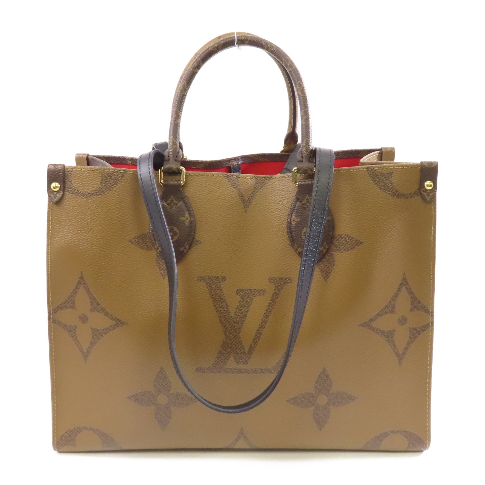 LOUIS VUITTON Monogram/Monogram Reverse On The Go MM金扣手挽肩背兩用袋啡色