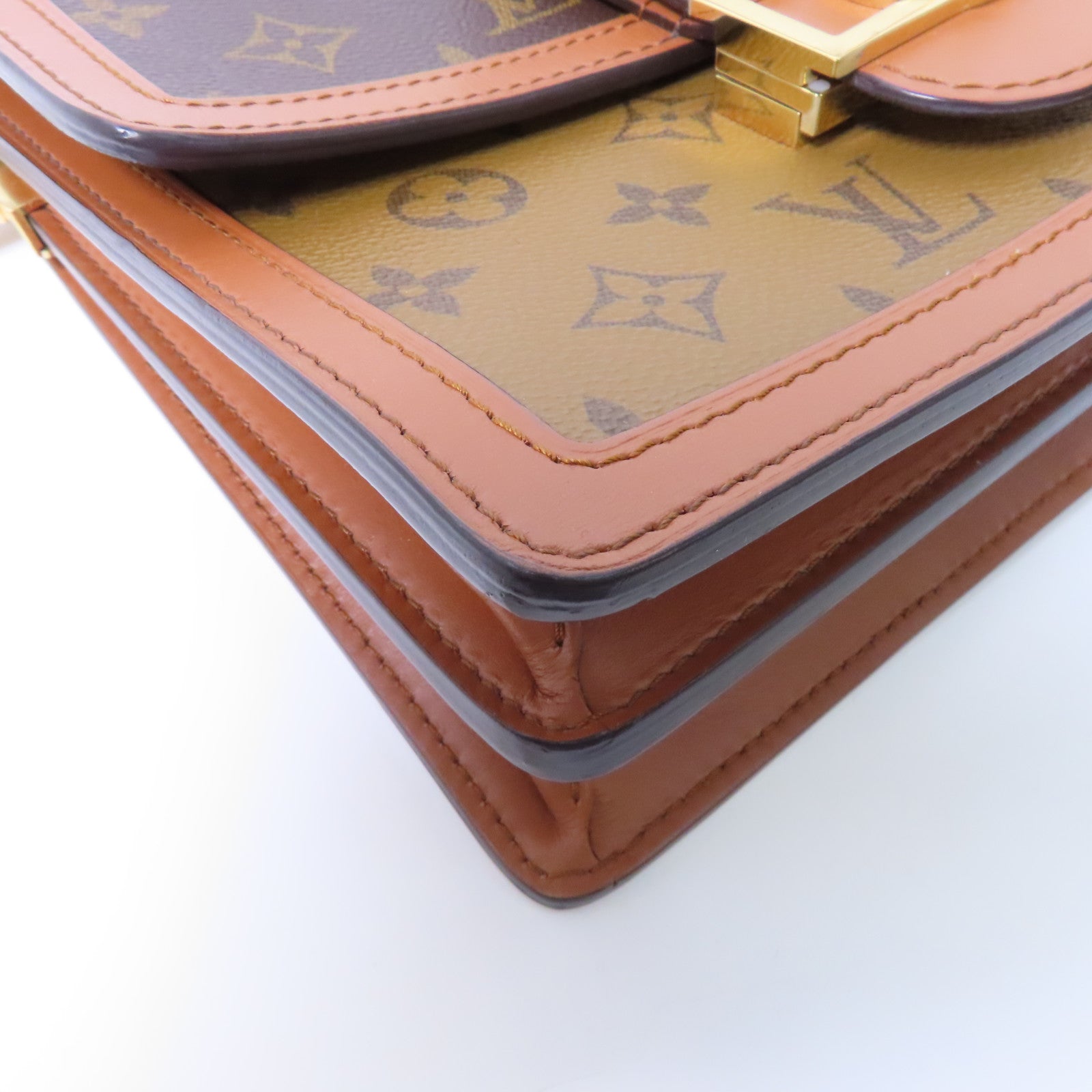 LOUIS VUITTON Monogram Dauphine MM金扣鏈帶手挽肩背兩用袋啡色